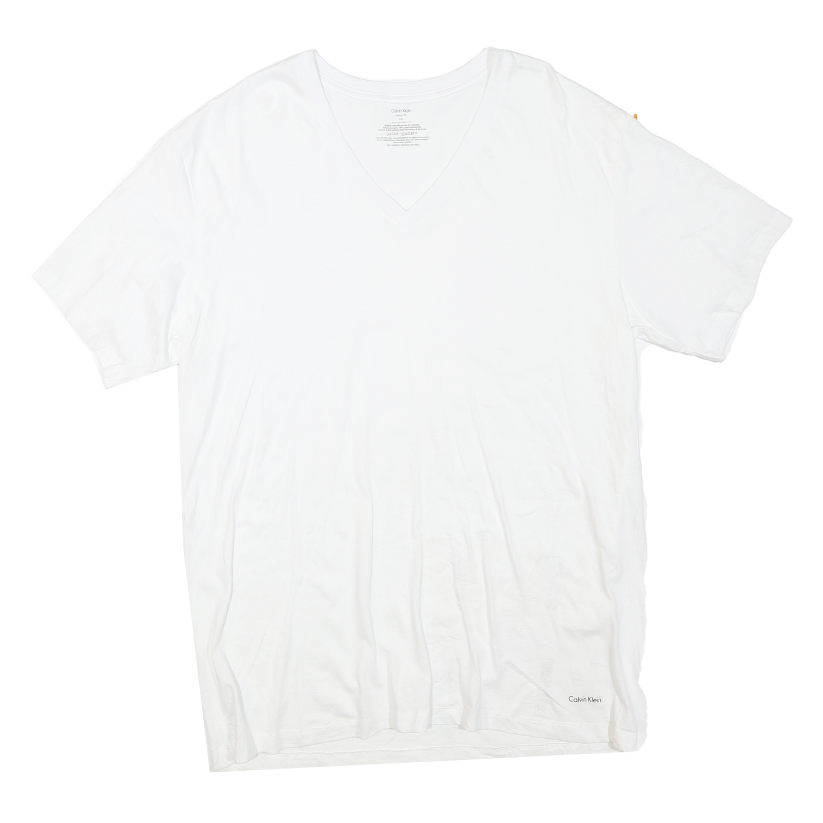 CALVIN KLEIN Mens White V-Neck T-Shirt L Cotton Blend Casual Refurbished - N/A refurbished available on Cerqular