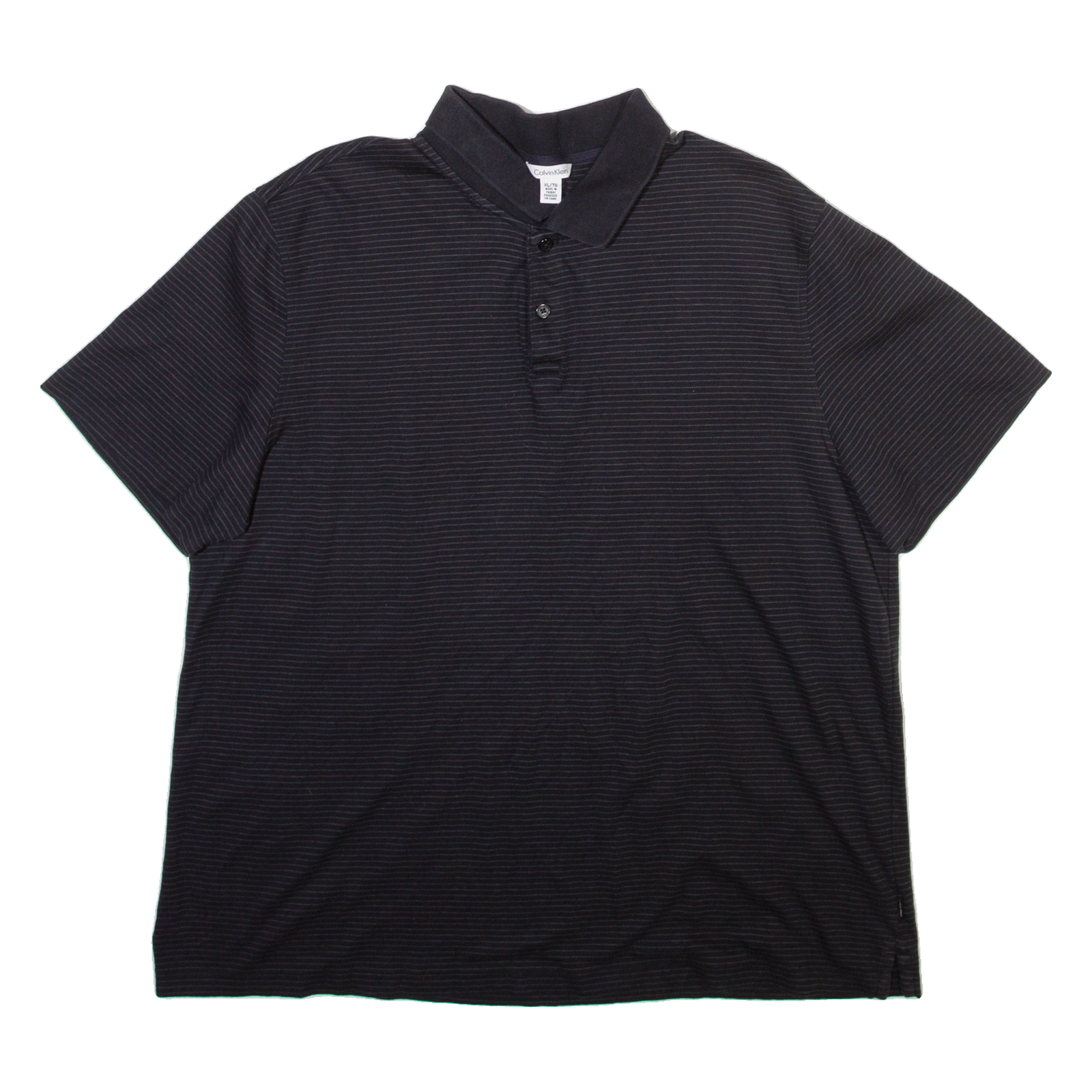 CALVIN KLEIN Mens Polo Shirt Black Striped XL Refurbished - N/A refurbished available on Cerqular