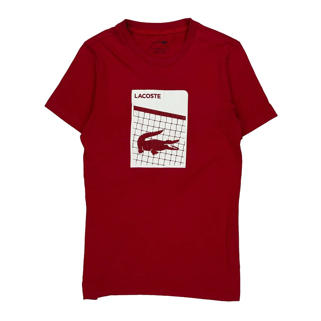 Lacoste T-Shirt - Small Red Cotton Refurbished - Thrifted (note: this is a term often used to describe second- refurbished available on Cerqular
