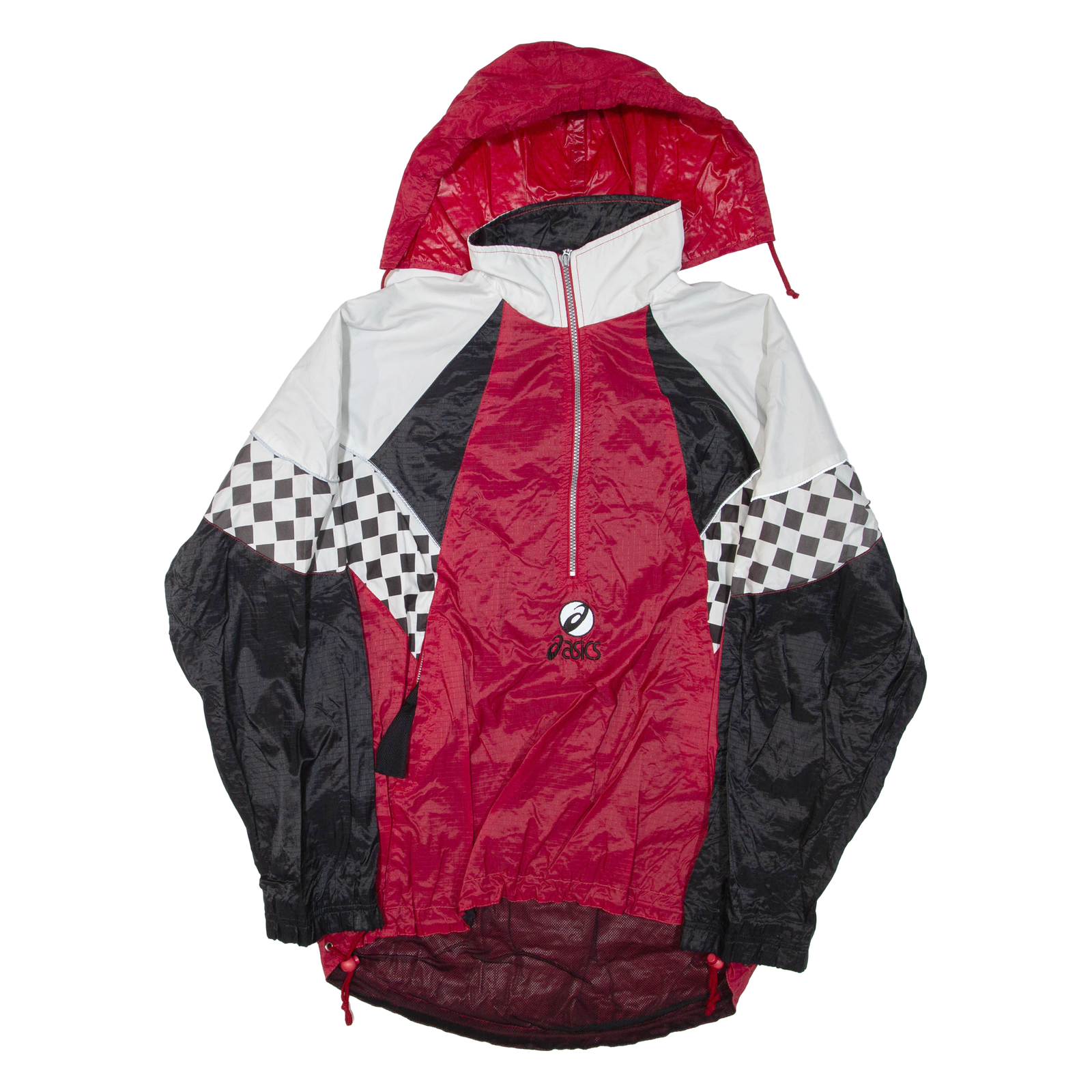 ASICS Mens Anorak Jacket Red Nylon Hooded Colourblock L Refurbished - N/A refurbished available on Cerqular