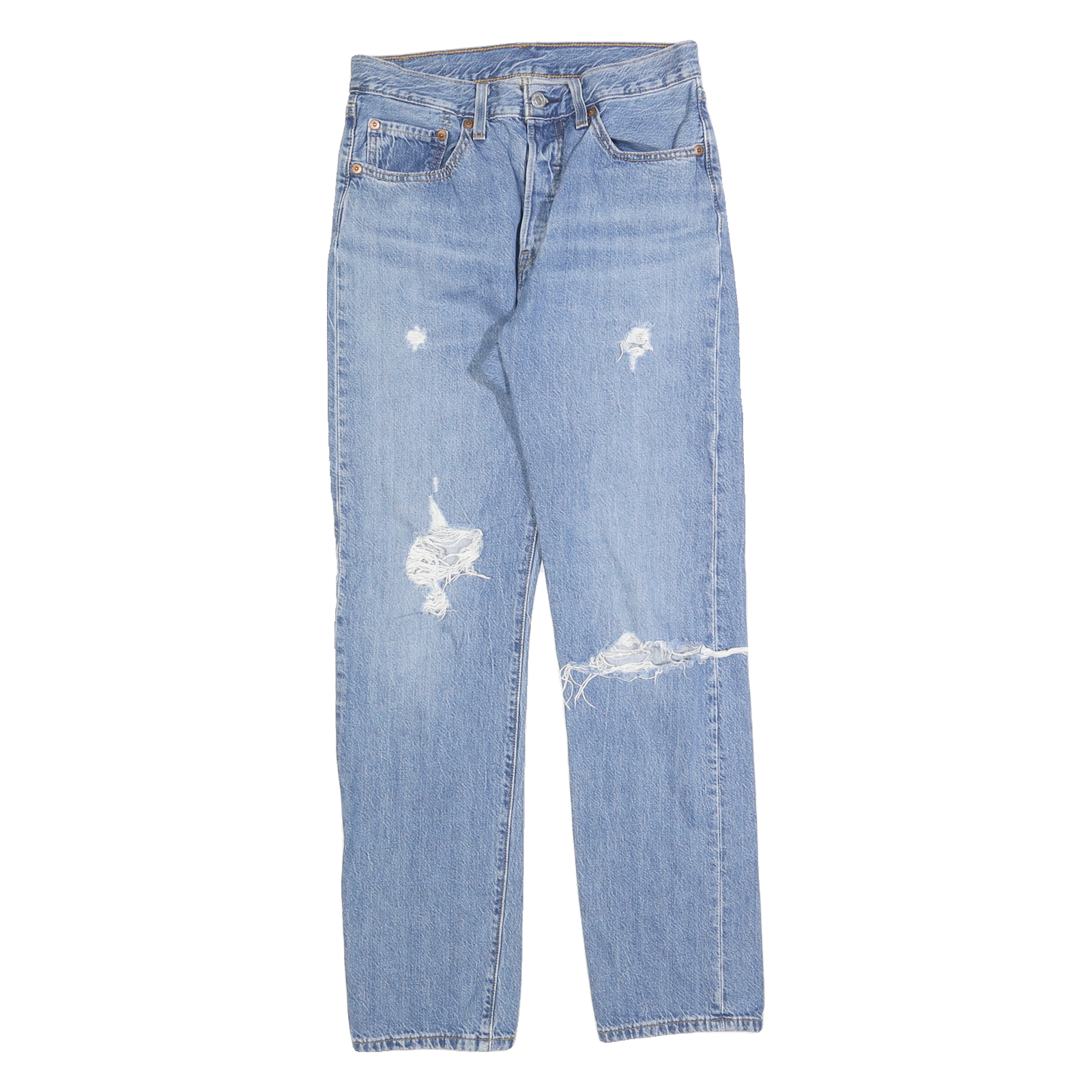 LEVI'S 501 Womens Jeans Blue Regular Straight Denim Medium W26 L30 Distressed Refurbished - N/A refurbished available on Cerqular