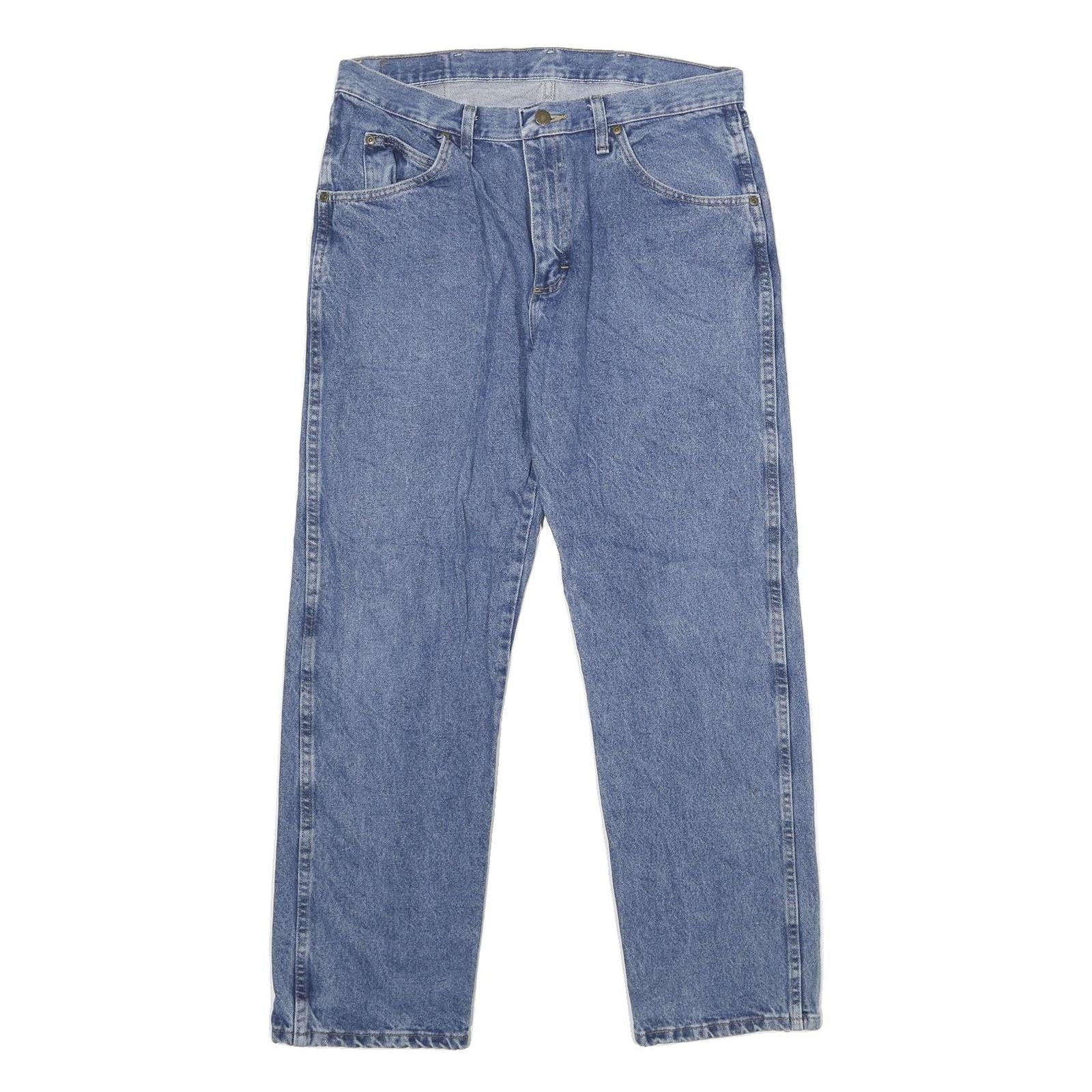 WRANGLER Mens Jeans Blue Regular Straight Denim Medium W35 L30 Classic Cotton Refurbished - N/A refurbished available on Cerqular