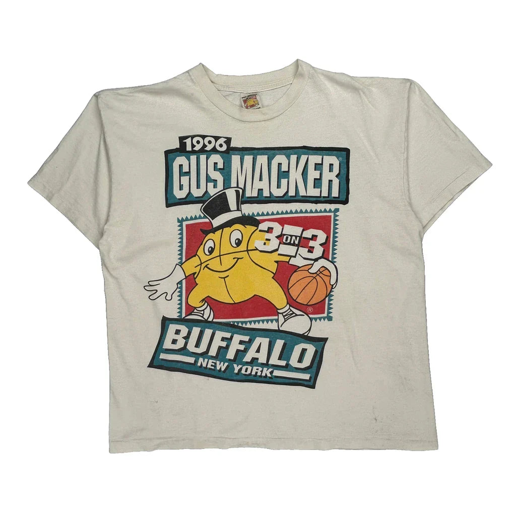 Gus Macker 3-On-3 Basketball Tournament Gus Macker Single Stitch T-Shirt - XL White Cotton Refurbished - Thrifted (note: this is a term often used to describe second- refurbished available on Cerqular