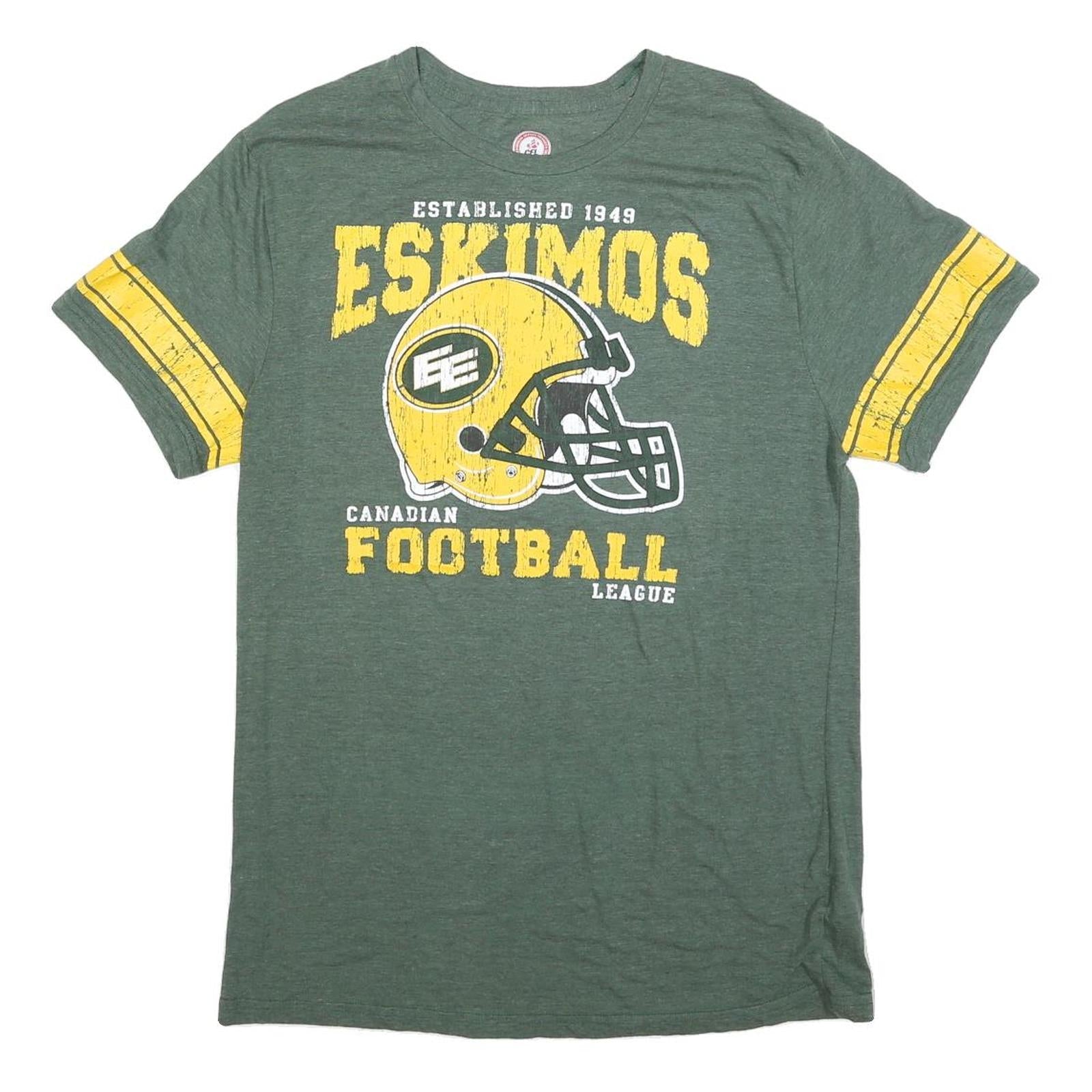 CFL Mens Green Yellow Eskimos Canadian Football League T-Shirt L Short Sleeve Refurbished - N/A refurbished available on Cerqular