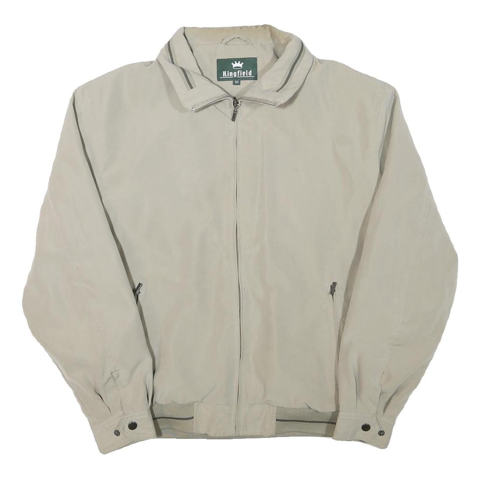 KINGFIELD Mens Beige Zip Jacket M Polyester Blend Casual Lightweight Classic Refurbished - N/A refurbished available on Cerqular