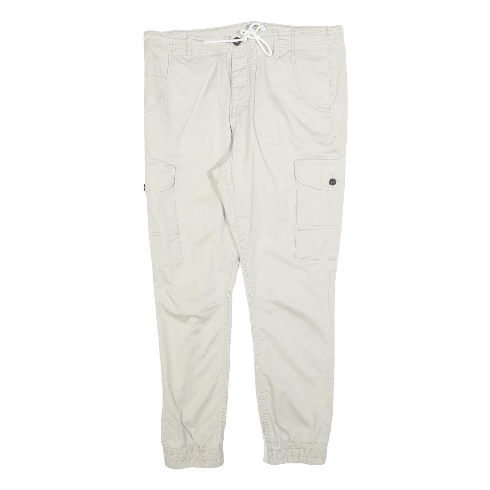 YES OR NO Womens Cotton Blend Cream Slim Tapered Trousers W34 L26 Cargo Pocket Refurbished - N/A refurbished available on Cerqular
