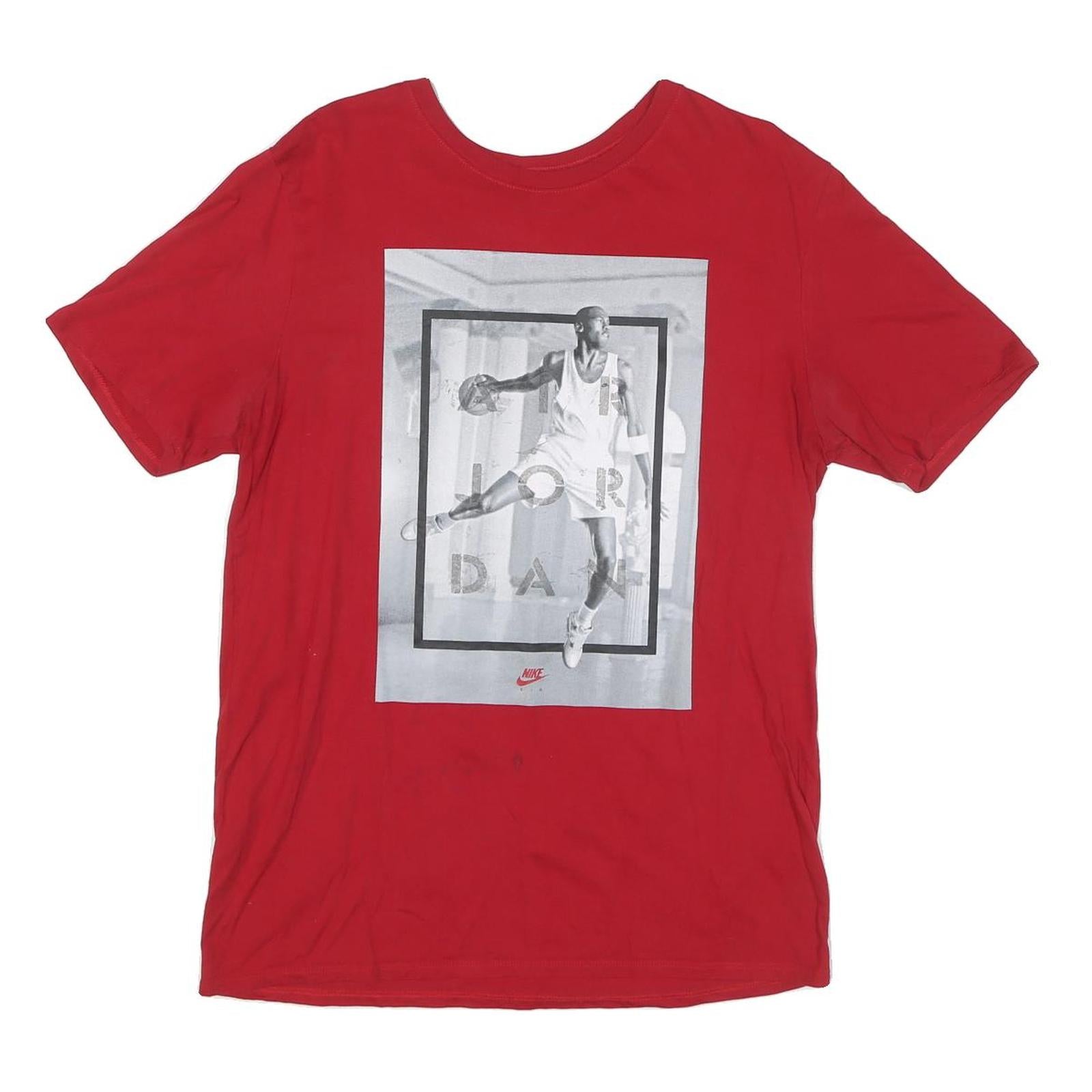 NIKE Mens Red Jordan Graphic T-Shirt L Short Sleeve Crew Neck Basketball Print Refurbished - N/A refurbished available on Cerqular