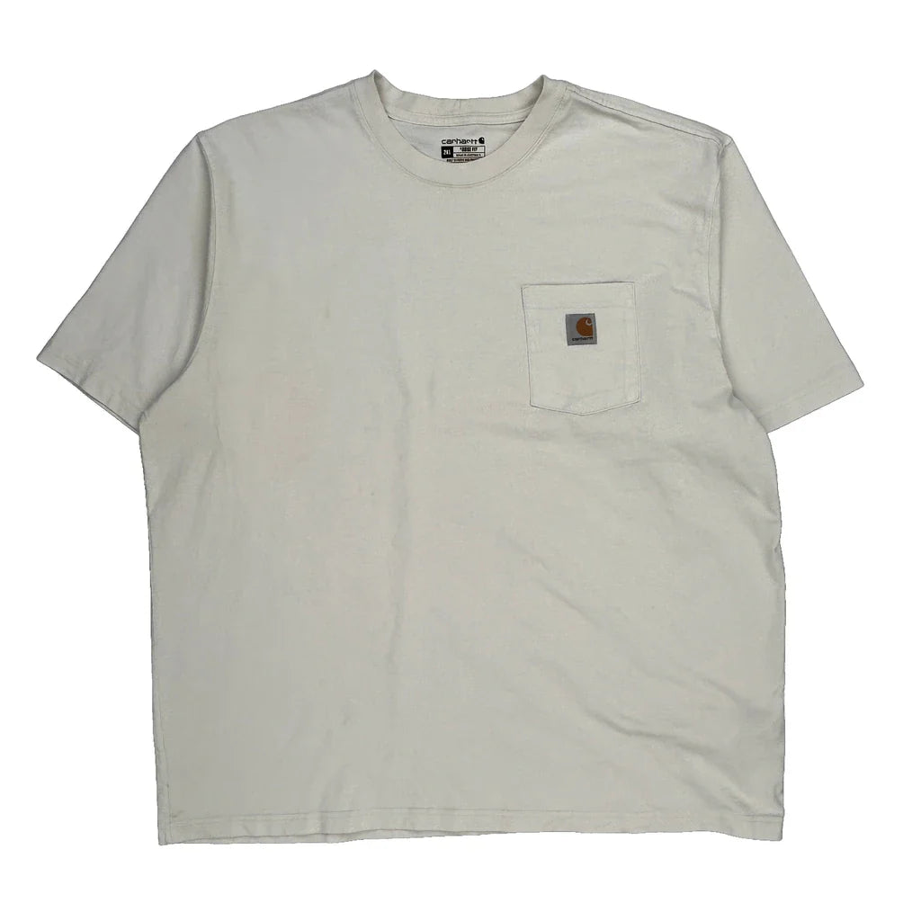 Buy Carhartt T-Shirt - 2XL White Cotton Refurbished - $29.47 Carhartt T-Shirt - 2XL White Cotton Refurbished - Thrifted (note: this is a term often used to describe second- refurbished available on Cerqular