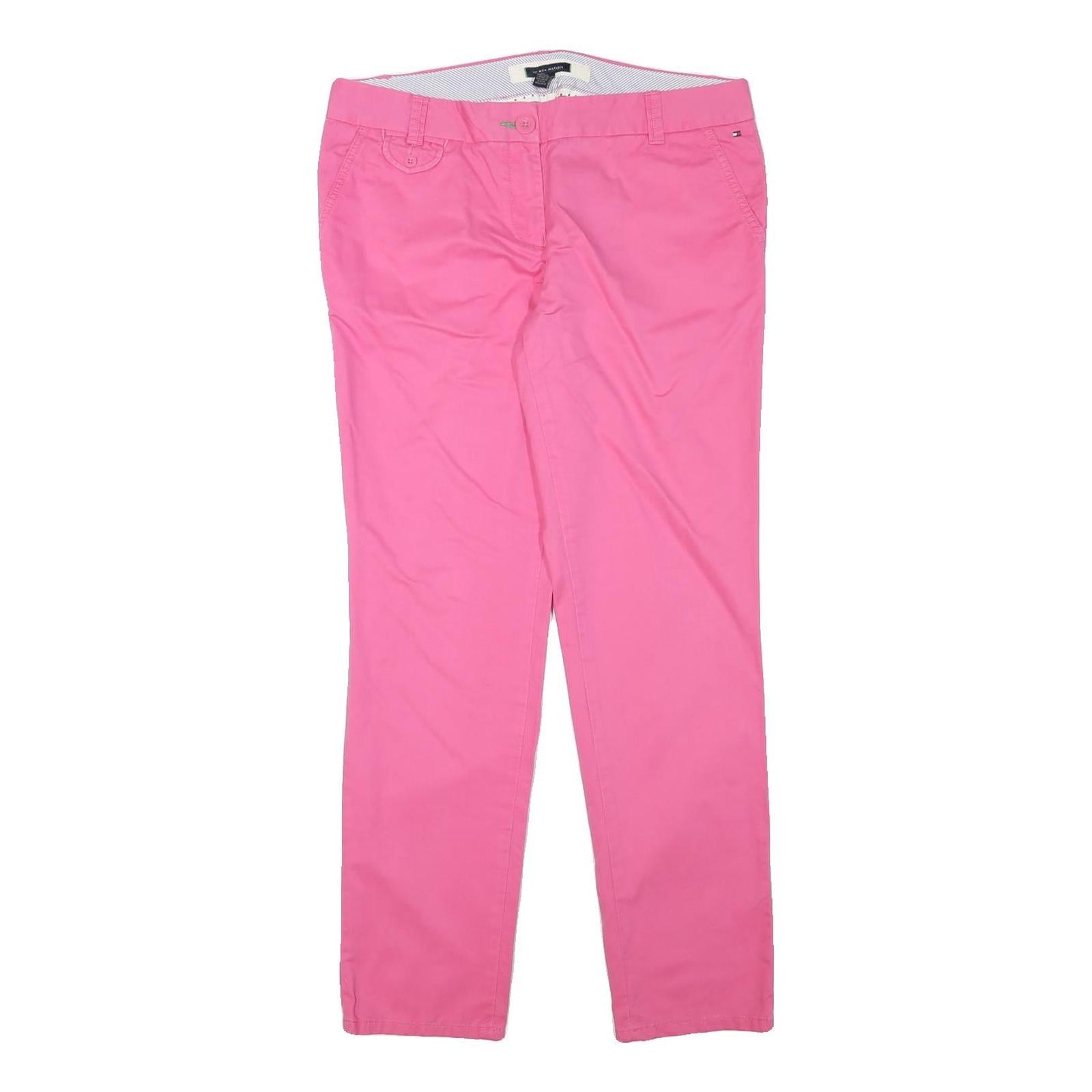 TOMMY HILFIGER Womens Slim Pink Cotton Blend Zip Trousers W34 L30 Casual Refurbished - N/A refurbished available on Cerqular