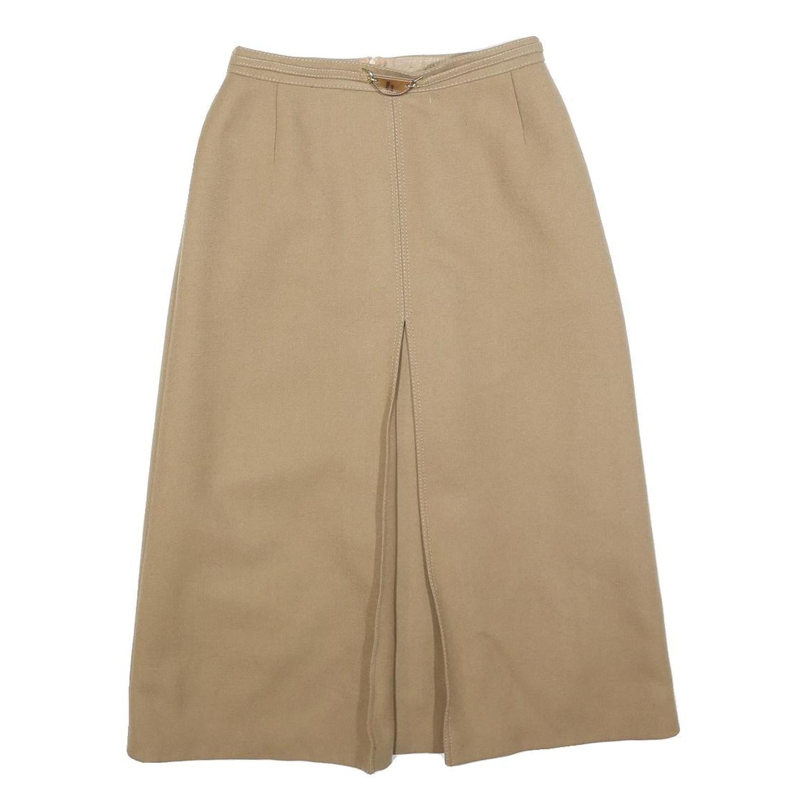 HAMMER Womens Beige Wool Midi Straight Skirt XS Classic Comfortable Warm Refurbished - N/A refurbished available on Cerqular