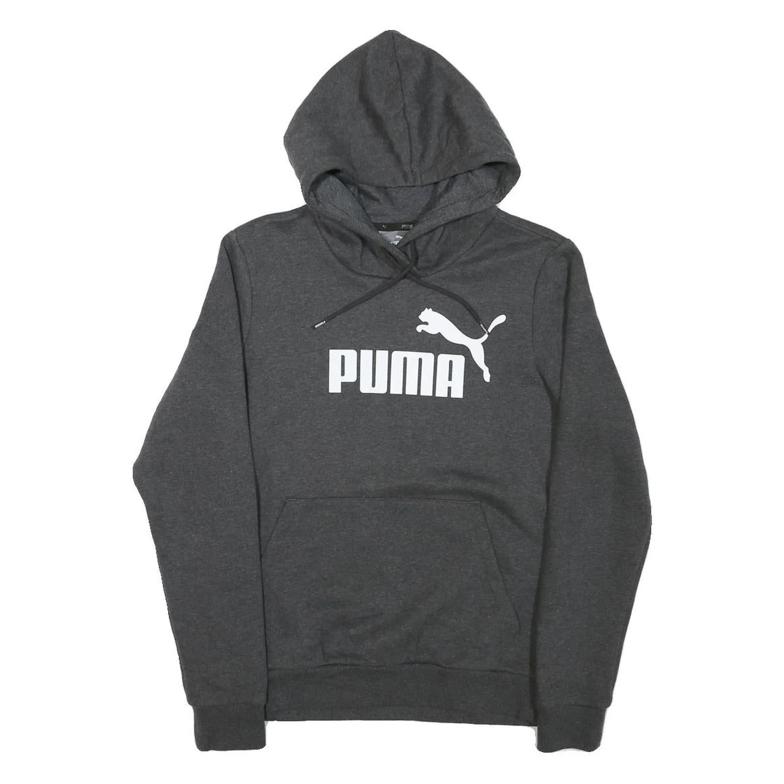 PUMA Mens Grey Cotton Blend Pullover Hoodie M Logo Print Drawstring Hood Refurbished - N/A refurbished available on Cerqular