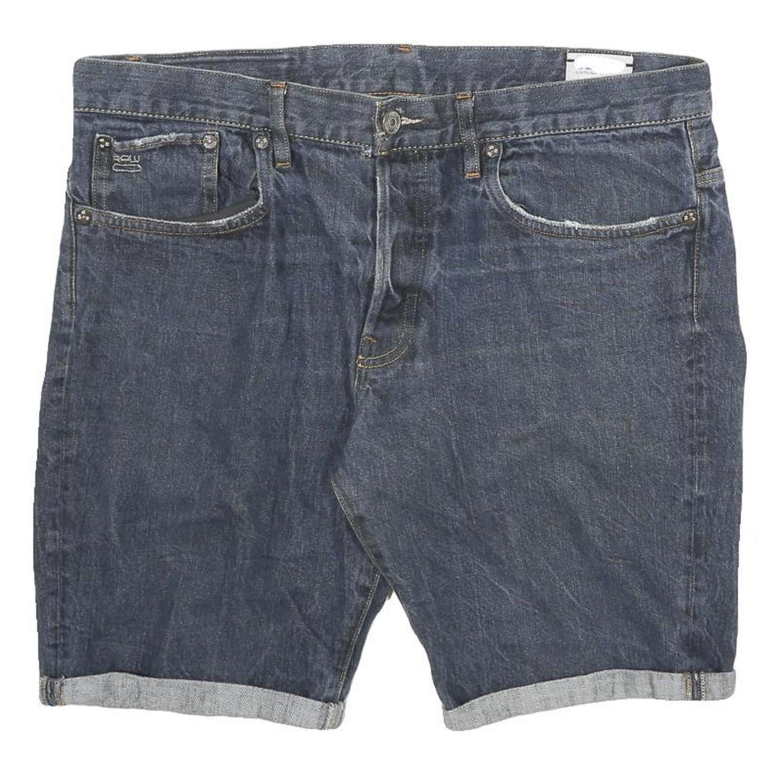 G-STAR Mens Denim Blue Casual Shorts 2XL W36 Cotton Blend Rolled Hem Refurbished - N/A refurbished available on Cerqular