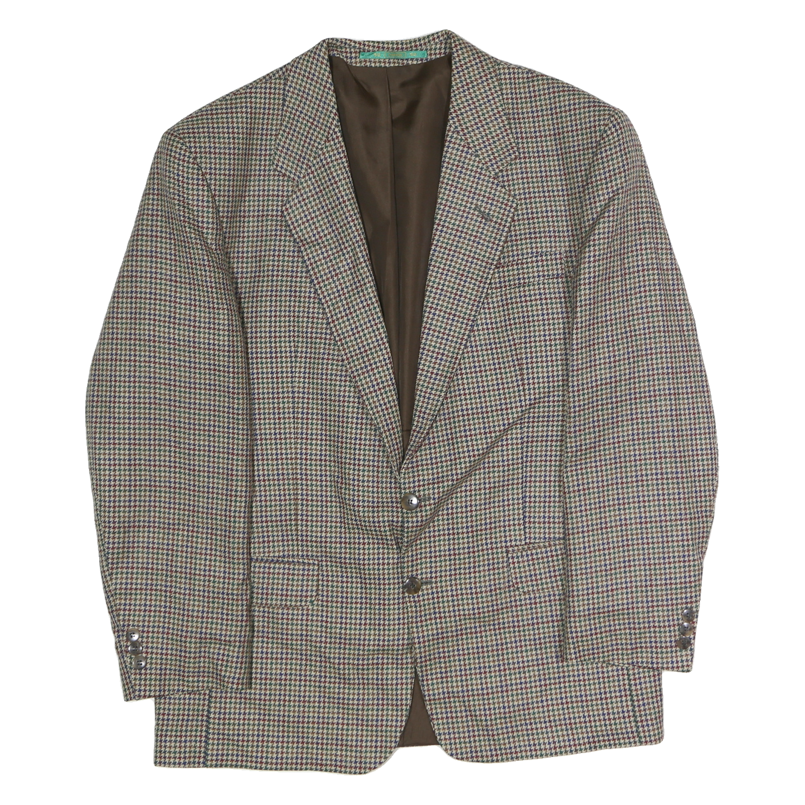 CANDA Mens Brown & Blue Wool Houndstooth Tailored Button Jacket 2XL Woollen Refurbished - N/A refurbished available on Cerqular