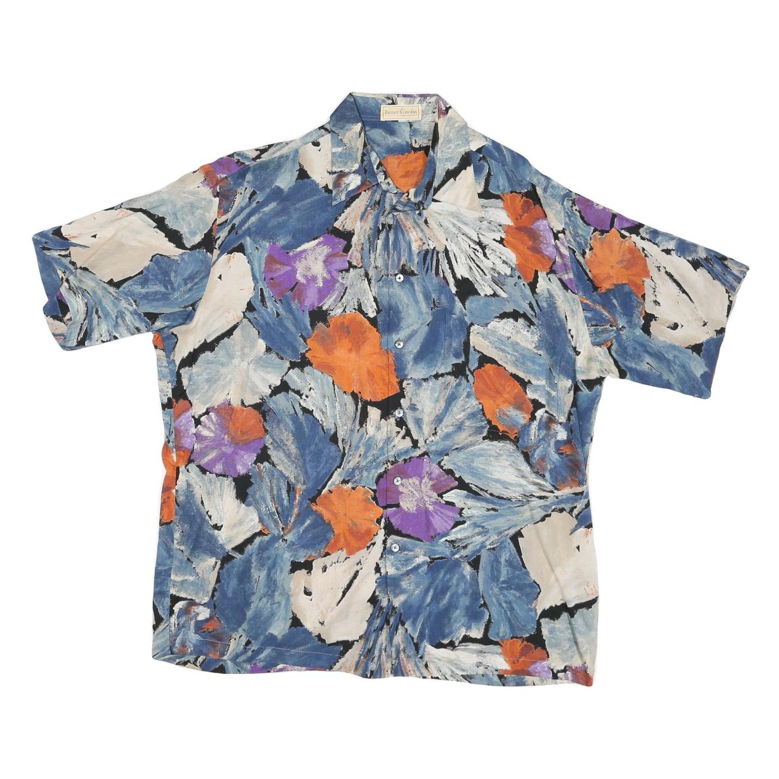 BONNEY & GORDAN Mens Blue & Orange Floral Pattern Shirt L Lightweight Summer Refurbished - N/A refurbished available on Cerqular