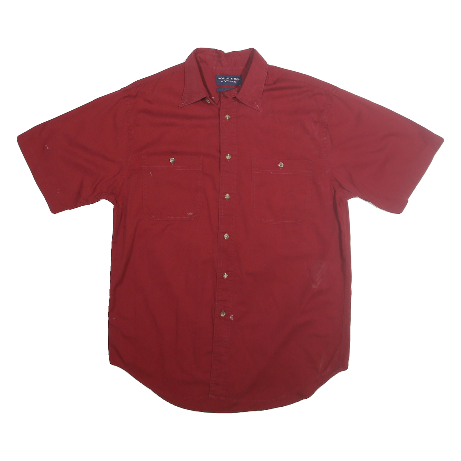 ROUNDTREE & YORKE Mens Red Short Sleeve Shirt L Cotton Casual Button Pocket Refurbished - N/A refurbished available on Cerqular