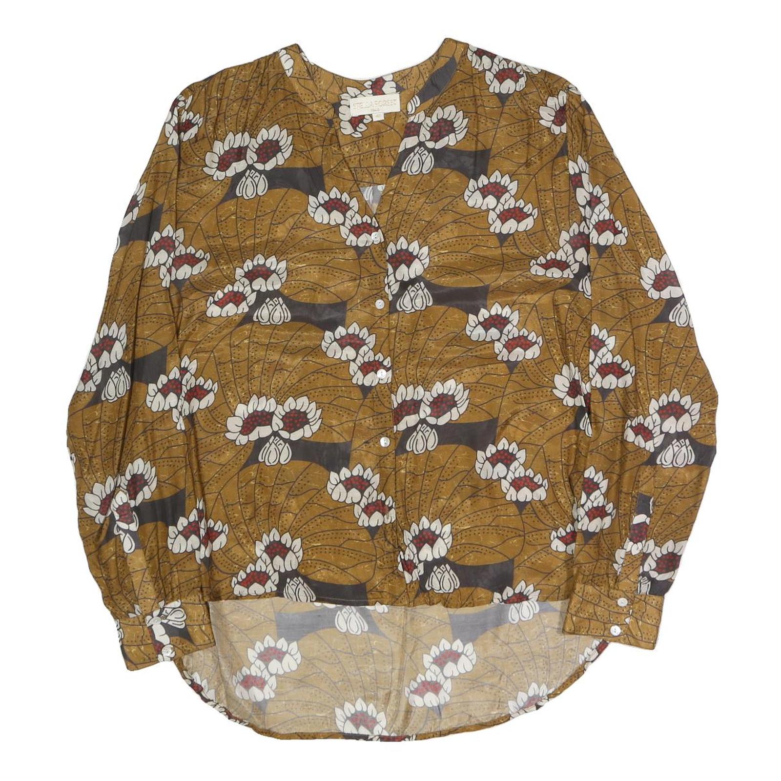 STELLA FORREST Womens Brown Printed Blouse Long Sleeve Round Neck L Relaxed Fit Refurbished - N/A refurbished available on Cerqular