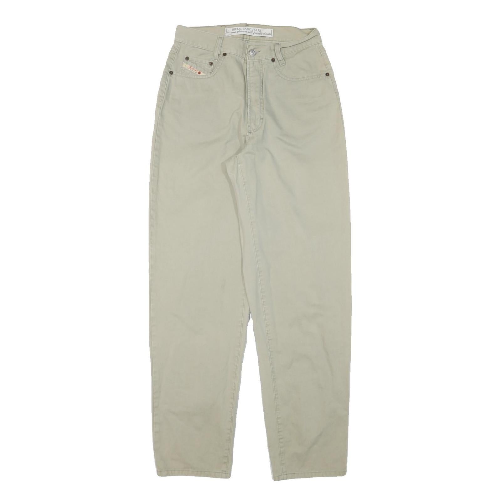 DIESEL Mens Cotton Blend Beige Relaxed Straight Trousers W28 L33 Casual Zip Refurbished - N/A refurbished available on Cerqular
