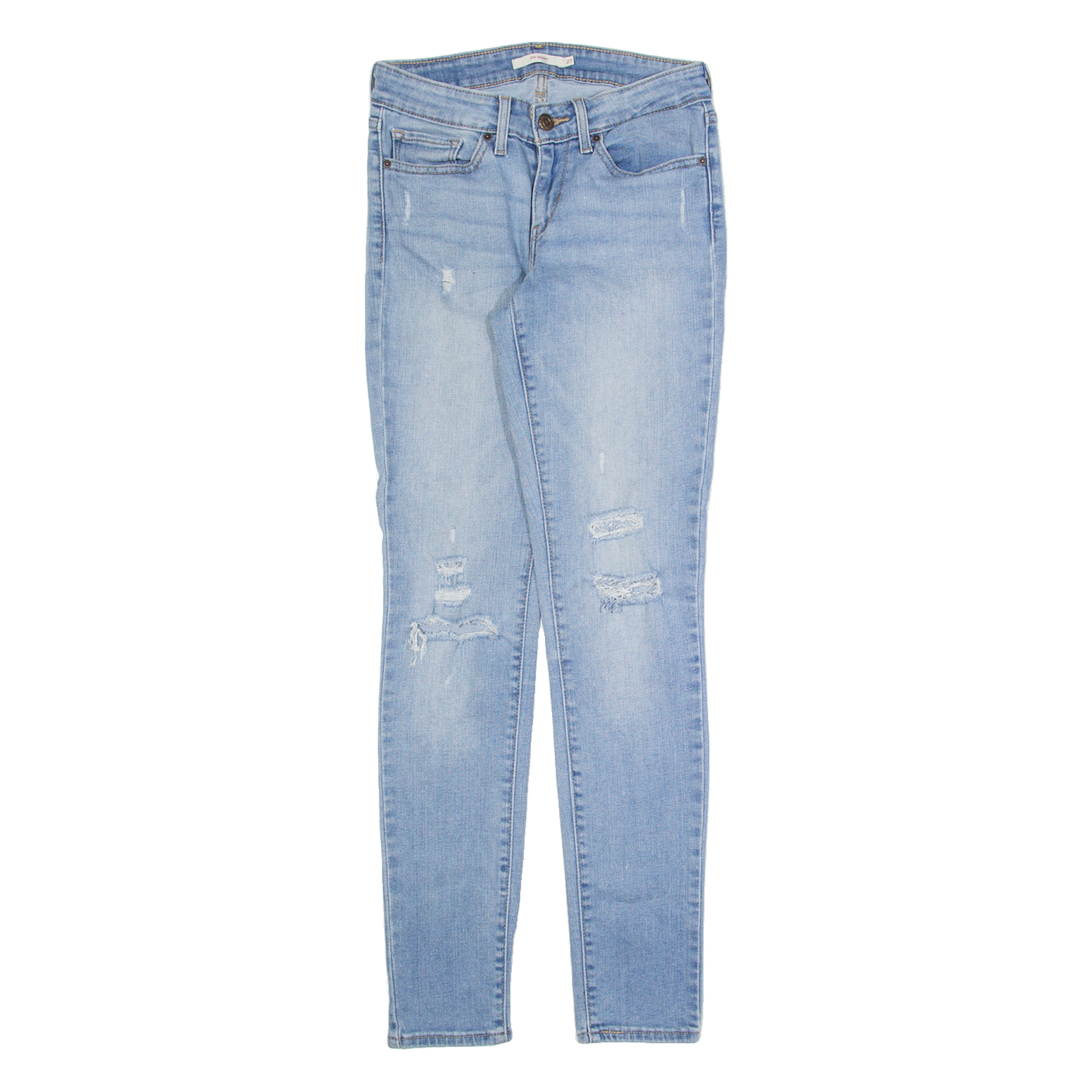LEVI'S 711 Distressed Womens Jeans Blue Slim Skinny Stone Wash W27 L32 Refurbished - N/A refurbished available on Cerqular