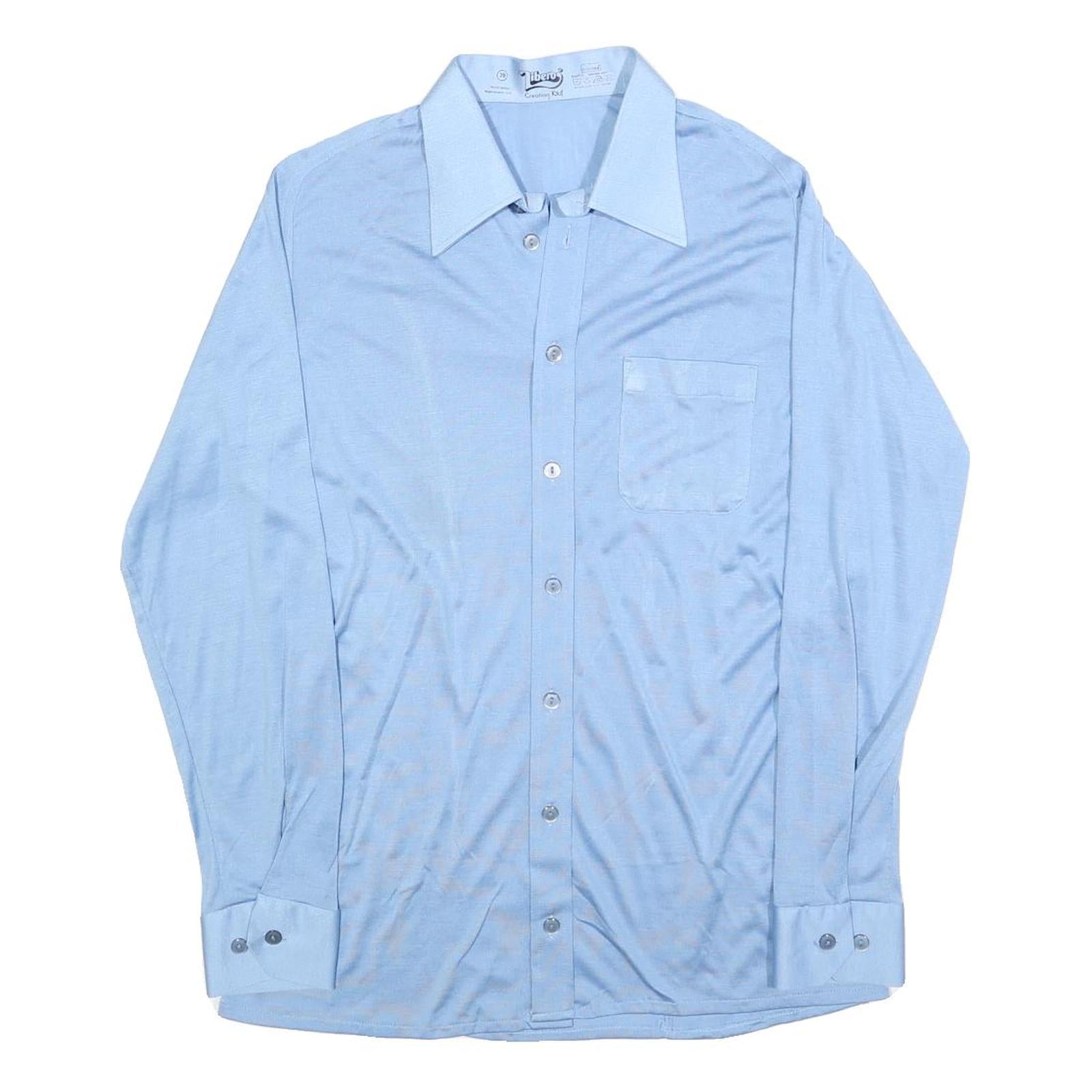 LIBERO Mens Blue Shirt S Button Down Collar Long Sleeve Polyester Formal Refurbished - N/A refurbished available on Cerqular