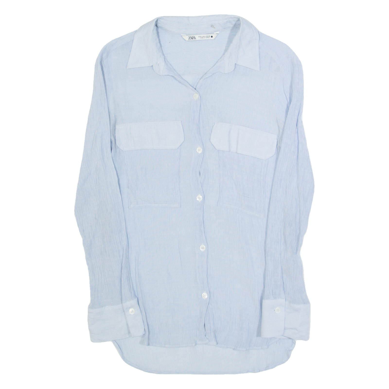 ZARA Womens Shirt Blue Collared Long Sleeve S Refurbished - N/A refurbished available on Cerqular