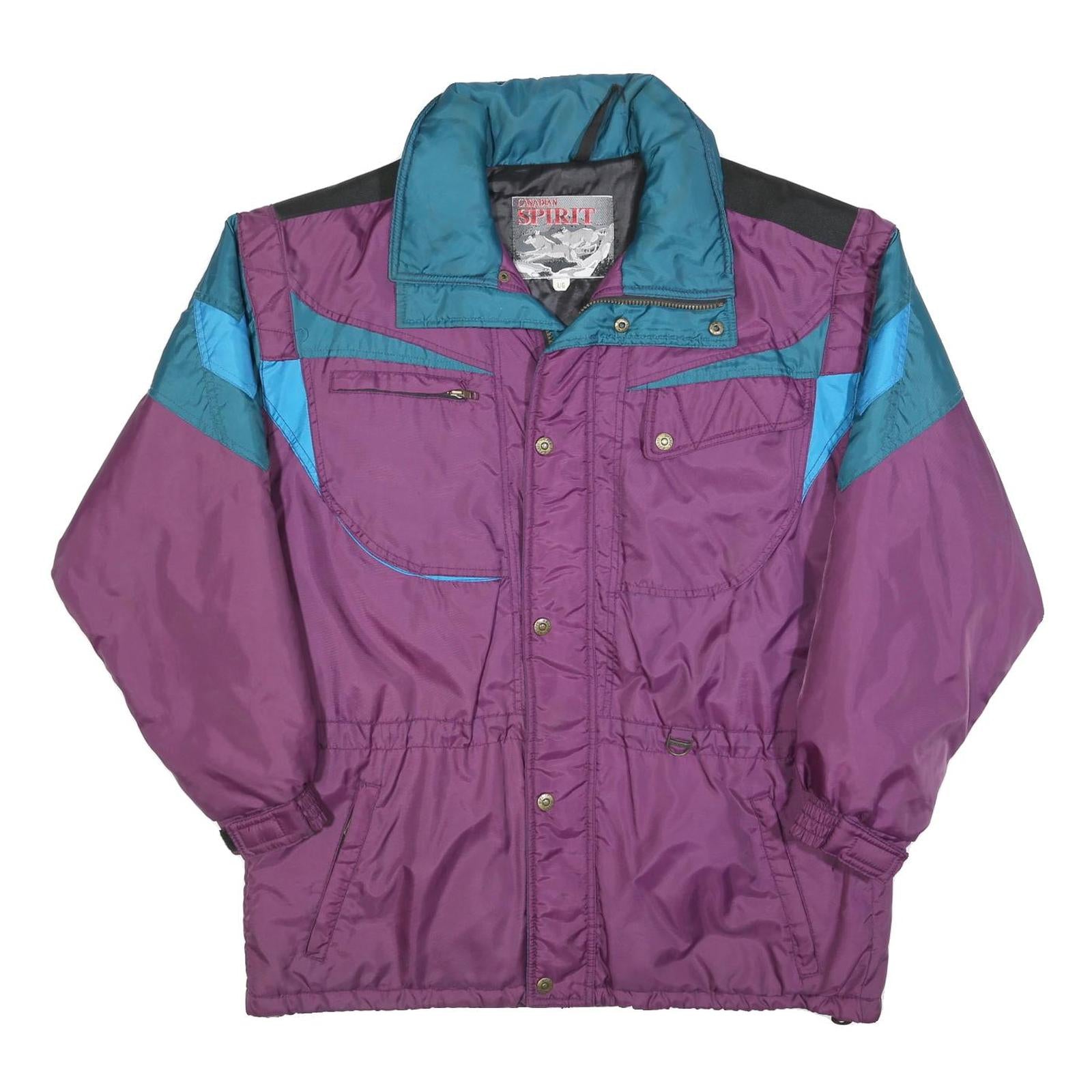CANADIAN SPIRIT Mens Purple Teal Blue Outdoor Jacket L Polyester Blend Zip Refurbished - N/A refurbished available on Cerqular