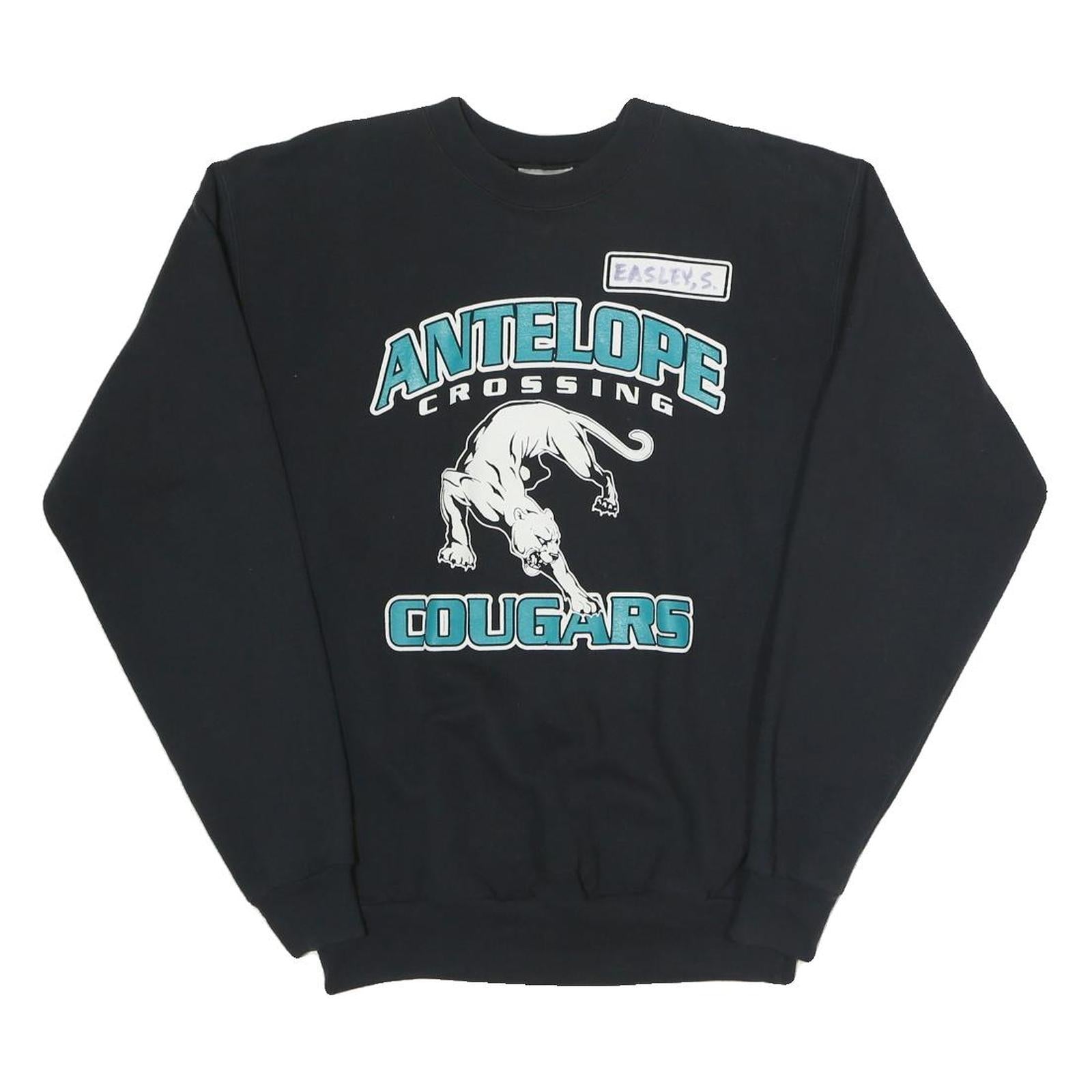 HANES Mens Black Antelope Crossing Cougars Crew Neck S Cotton Sweatshirt Refurbished - N/A refurbished available on Cerqular