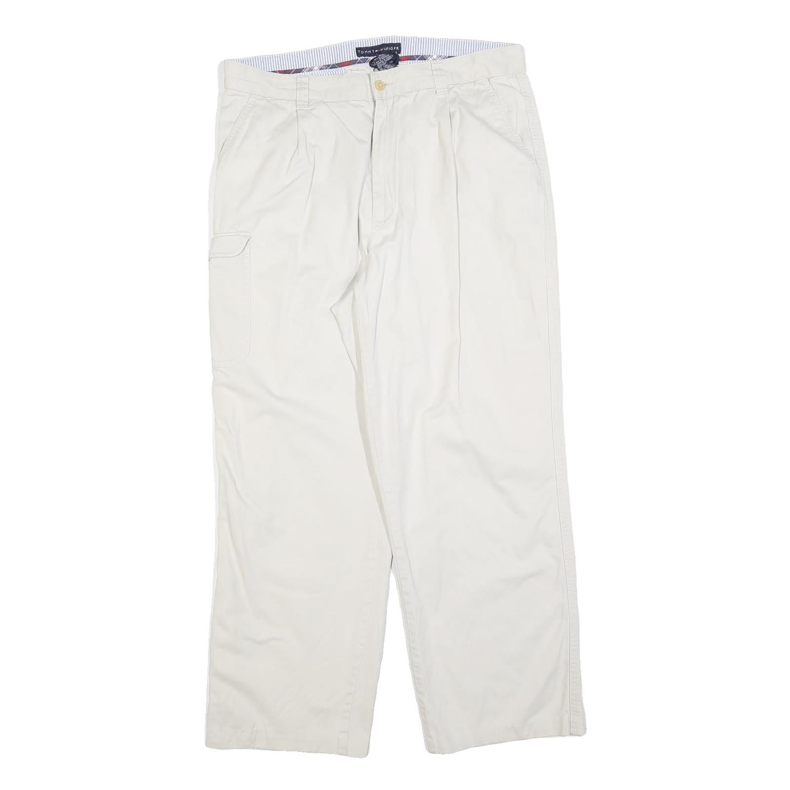 TOMMY HILFIGER Mens Cotton Blend White Regular Straight Trousers W34 L27 Casual Refurbished - N/A refurbished available on Cerqular