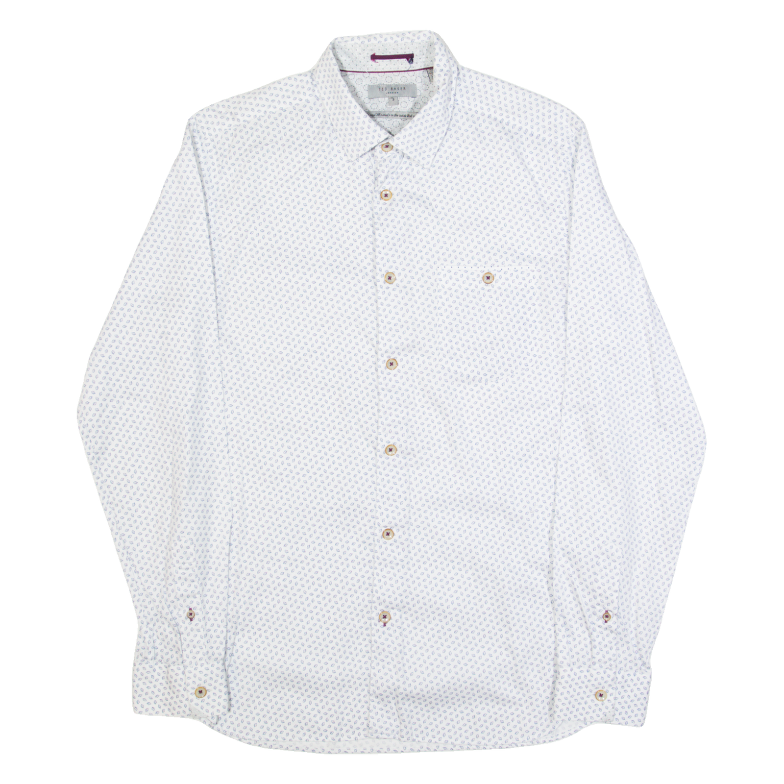 TED BAKER Mens Shirt White Spotted Long Sleeve M Refurbished - N/A refurbished available on Cerqular