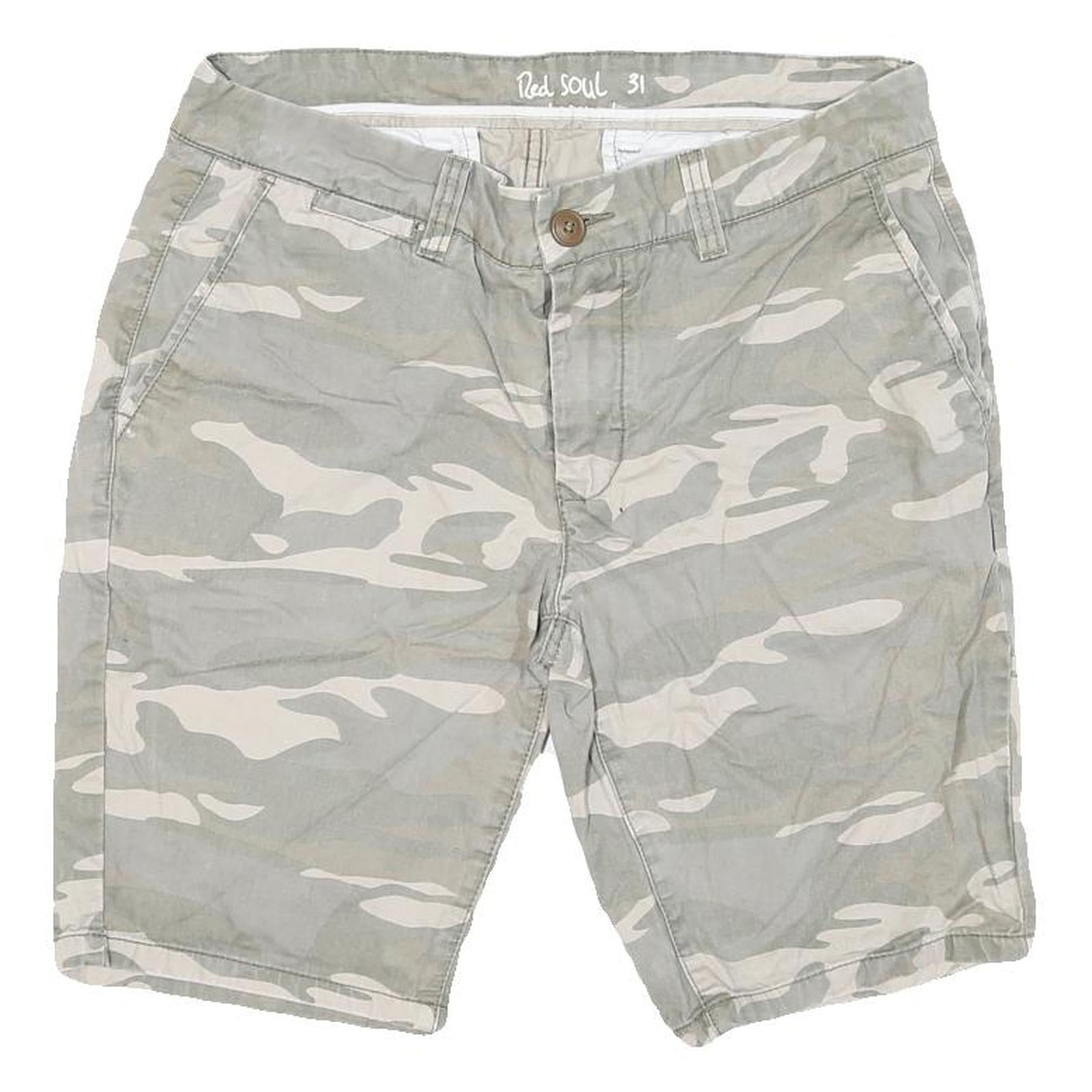 RED SOUL Mens Shorts Grey & Cream Camouflage Casual M W32 Cotton Blend Refurbished - N/A refurbished available on Cerqular