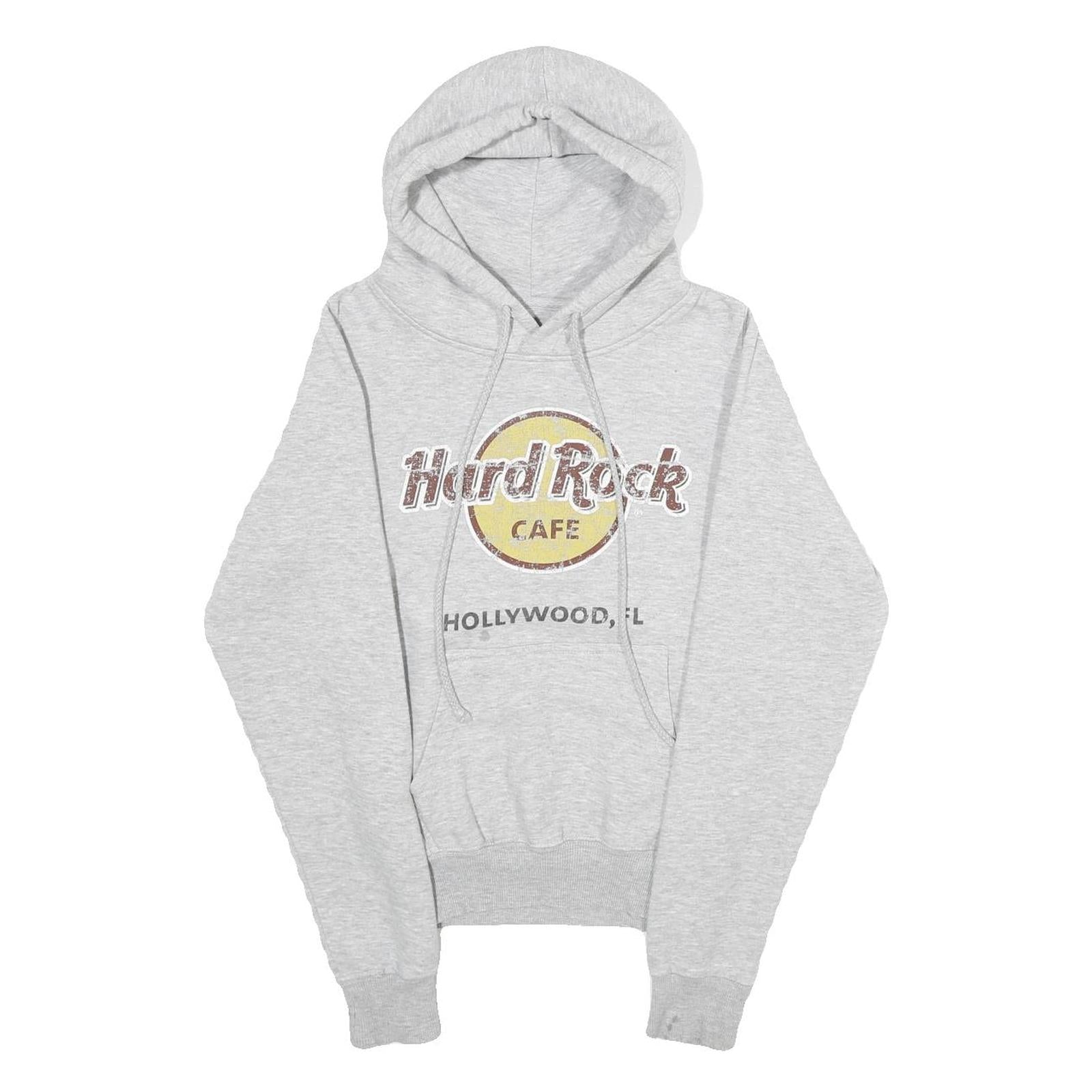 HARD ROCK CAFE Womens Grey Hoodie XS Hard Rock Hollywood Pullover Cotton Blend Refurbished - N/A refurbished available on Cerqular