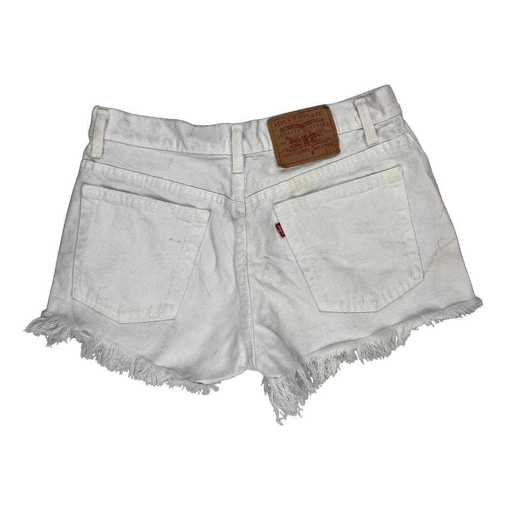 Levis Denim Shorts - 31W UK 12 White Cotton Refurbished - Thrifted (note: this is a term often used to describe second- refurbished available on Cerqular