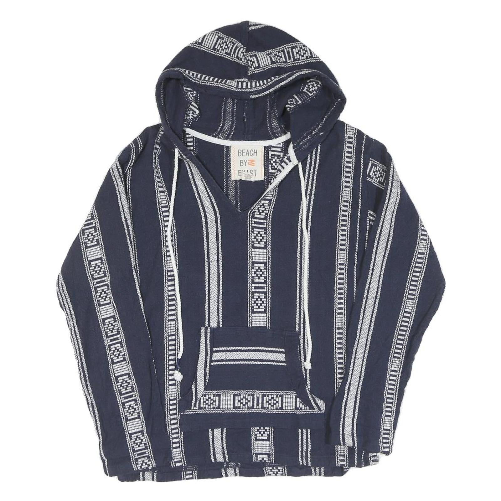 Womens Navy & White Striped Pullover Hoodie M Cotton Blend Casual Refurbished - N/A refurbished available on Cerqular