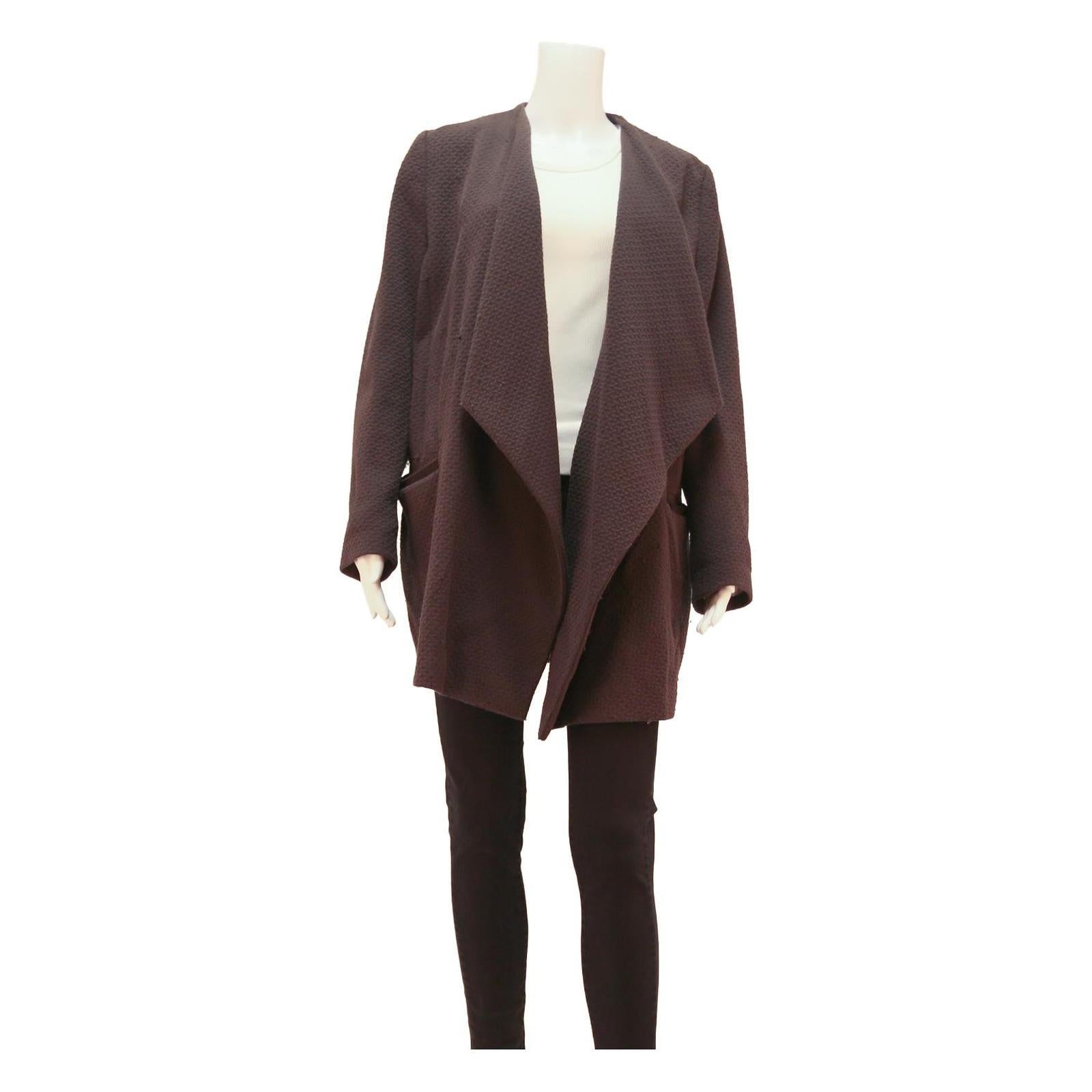 JOOP Womens Brown Jacket L Cotton Blend Textured Button Closure Relaxed Fit Refurbished - N/A refurbished available on Cerqular
