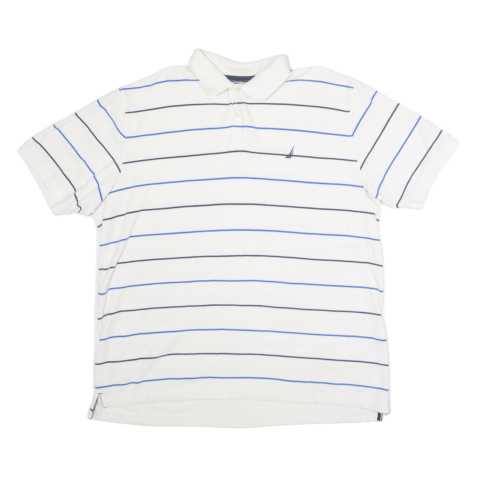 NAUTICA Mens Polo Shirt White Striped XL Refurbished - N/A refurbished available on Cerqular
