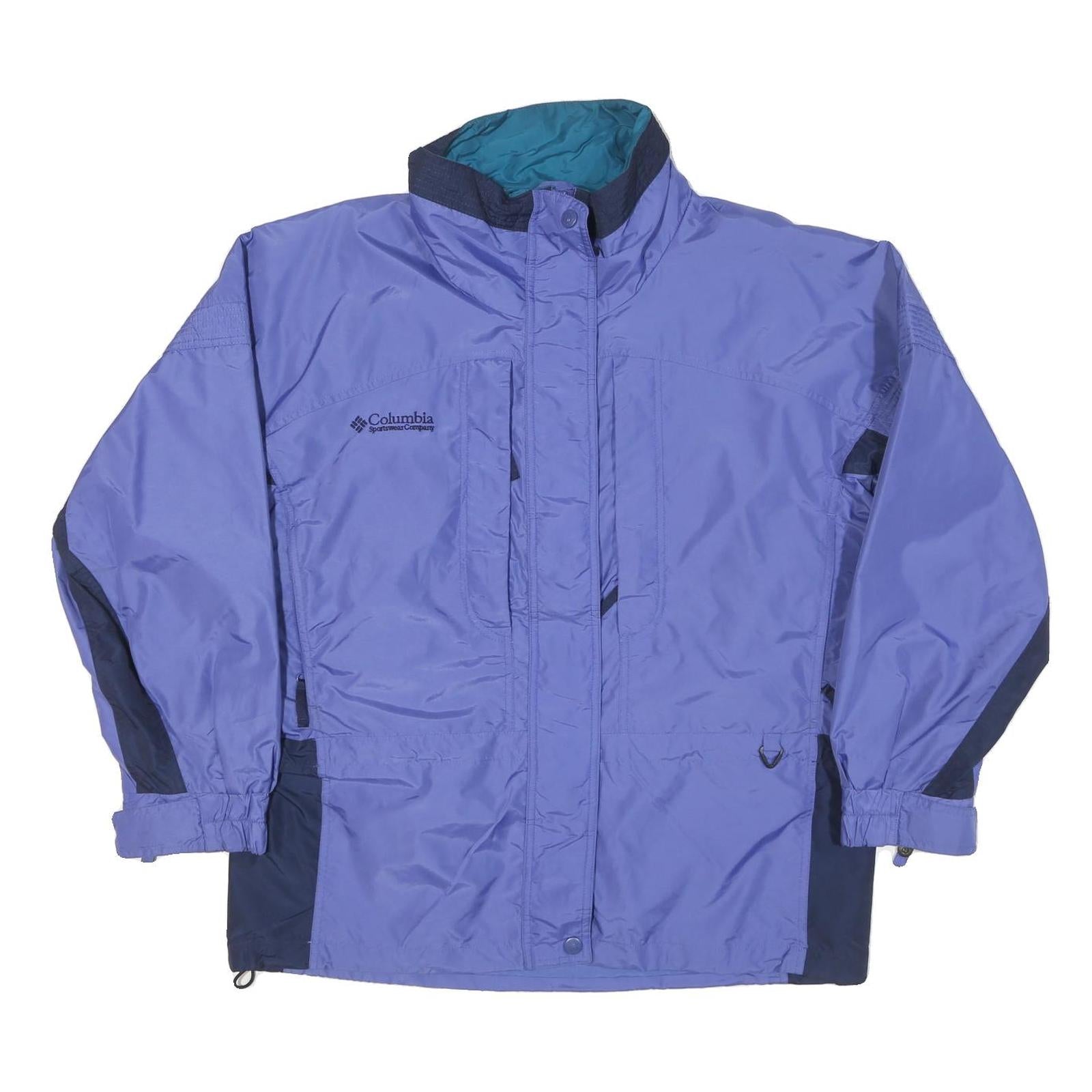 COLUMBIA Womens Purple & Navy Zip Jacket L Polyester Outdoor Waterproof Refurbished - N/A refurbished available on Cerqular