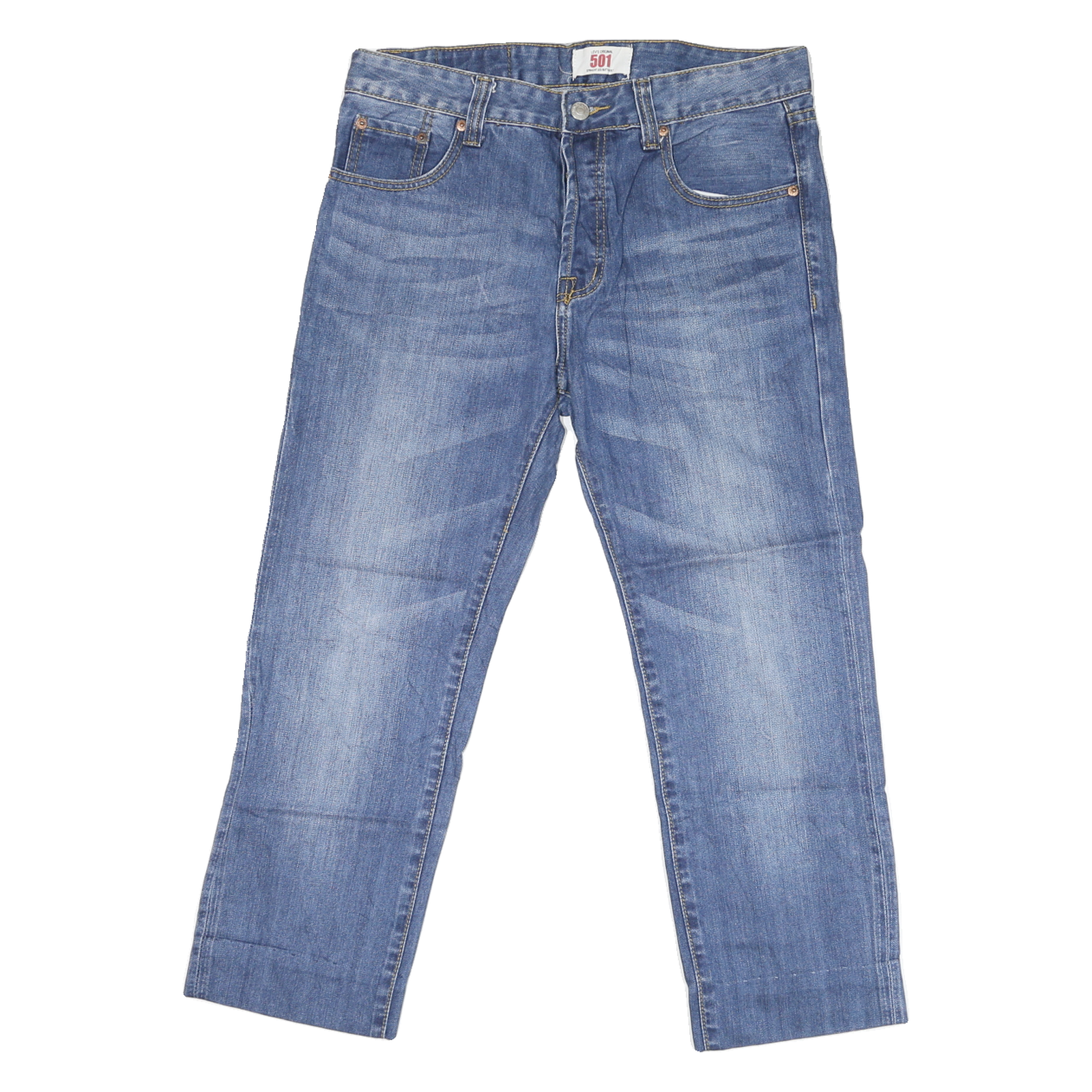 LEVI'S 501 Mens Jeans Blue Regular Straight Denim Medium W32 L33 Classic Button Refurbished - N/A refurbished available on Cerqular