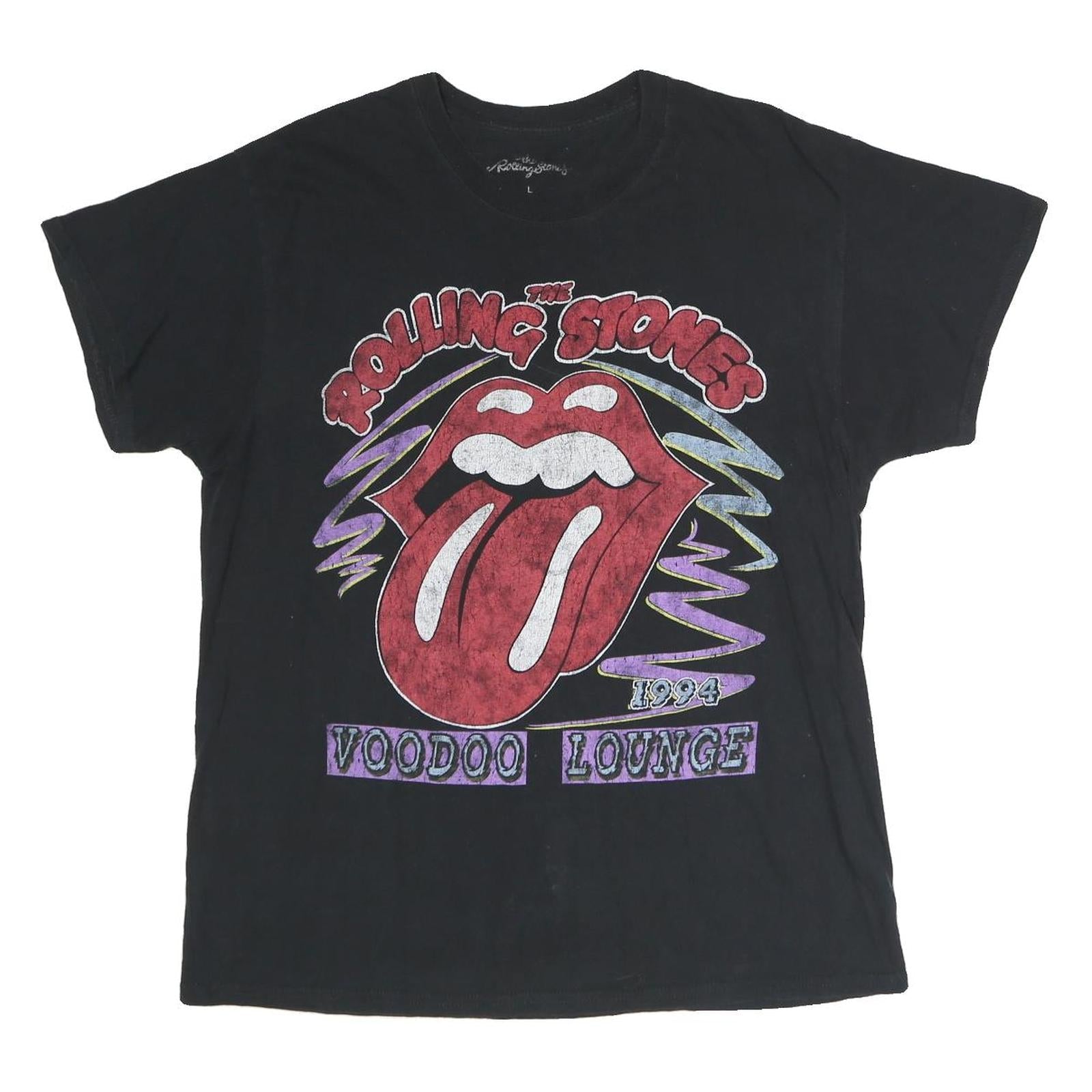 THE ROLLING STONES Mens Black Rolling Stones Voodoo Lounge Graphic T-Shirt L Refurbished - N/A refurbished available on Cerqular