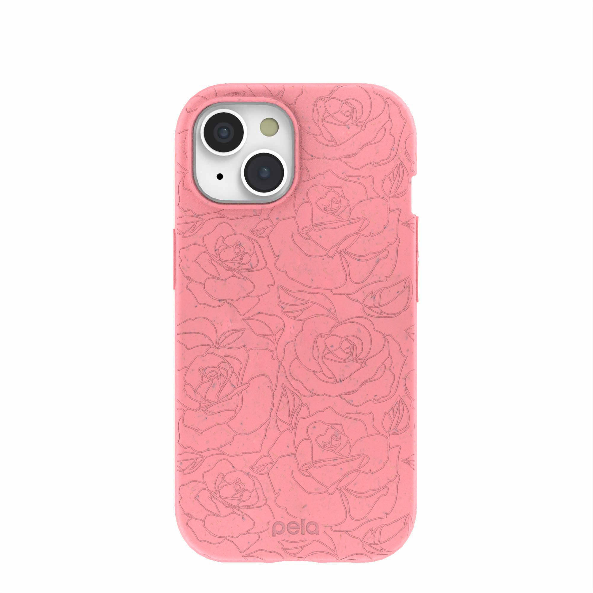 Bubblegum Pink Rosettes iPhone 15 Case Refurbished - Pela Case refurbished available on Cerqular