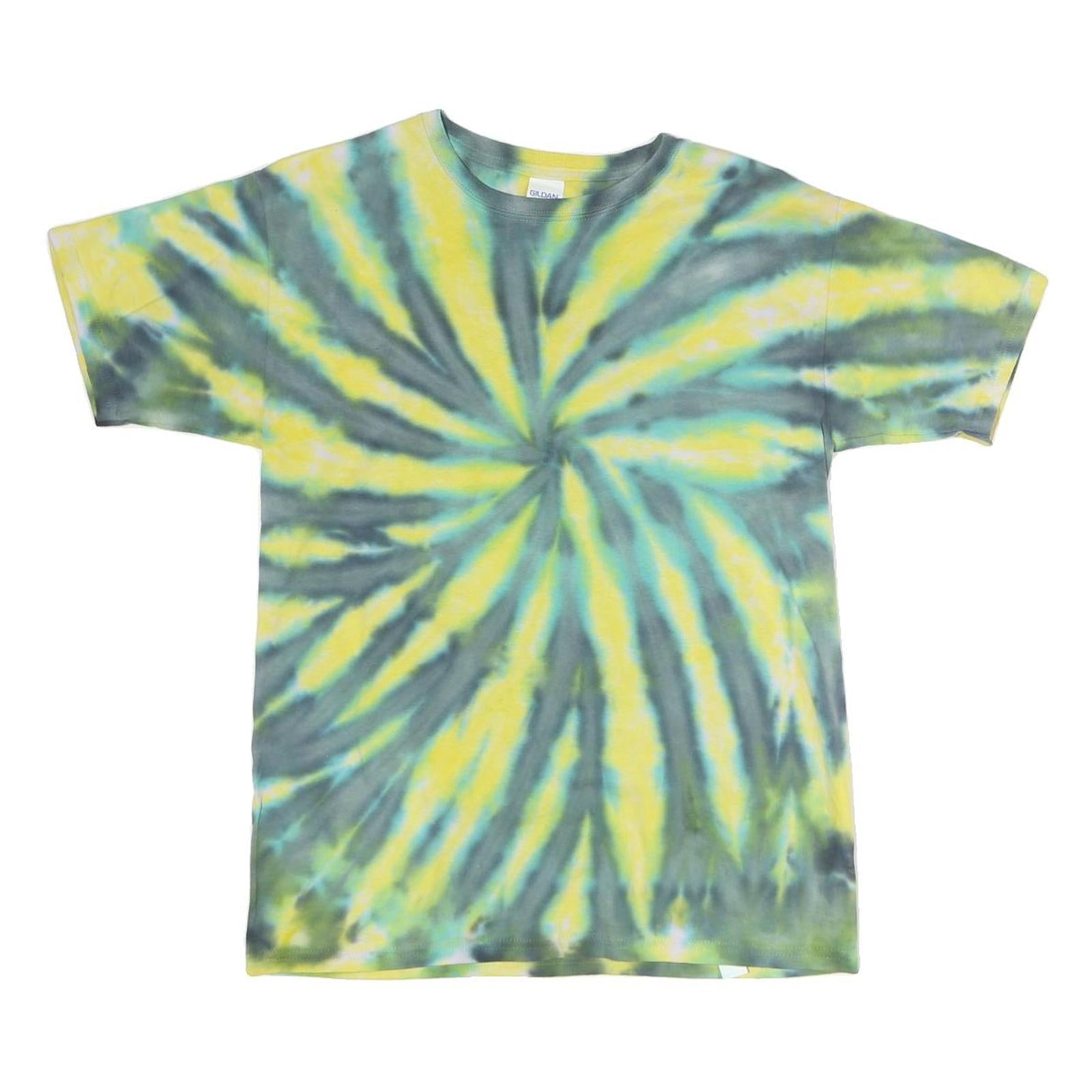 GILDAN Mens Yellow & Green Tie Dye T-Shirt L Short Sleeve Crew Neck Casual Refurbished - N/A refurbished available on Cerqular