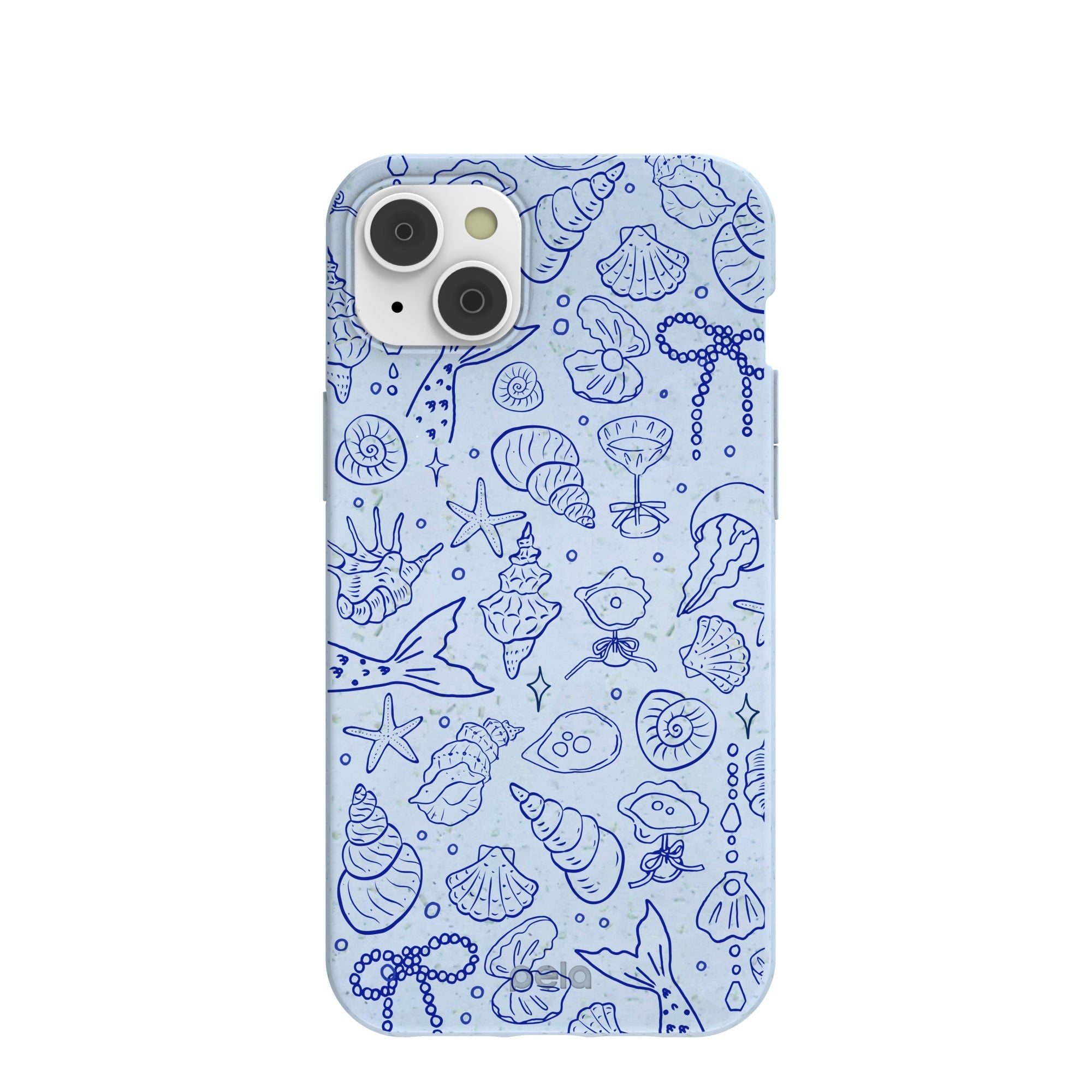 Powder Blue Ocean Charms iPhone 14 Plus Case Refurbished - Pela Case refurbished available on Cerqular