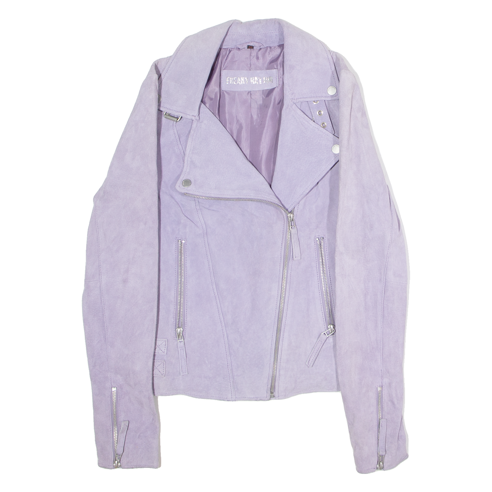 FREAKY NATION Womens Biker Jacket Purple Leather Suede XS Refurbished - N/A refurbished available on Cerqular