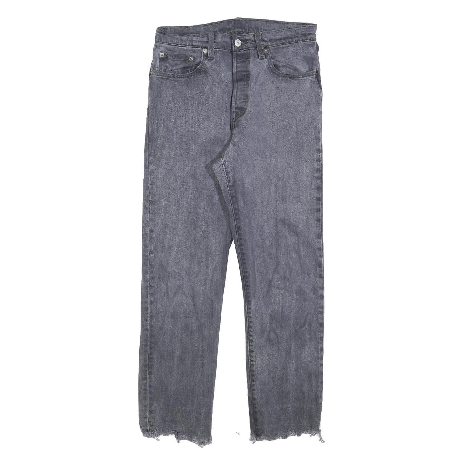LEVI'S 501 Womens Jeans Blue Regular Straight Denim Medium W27 L28 Raw Hem Refurbished - N/A refurbished available on Cerqular