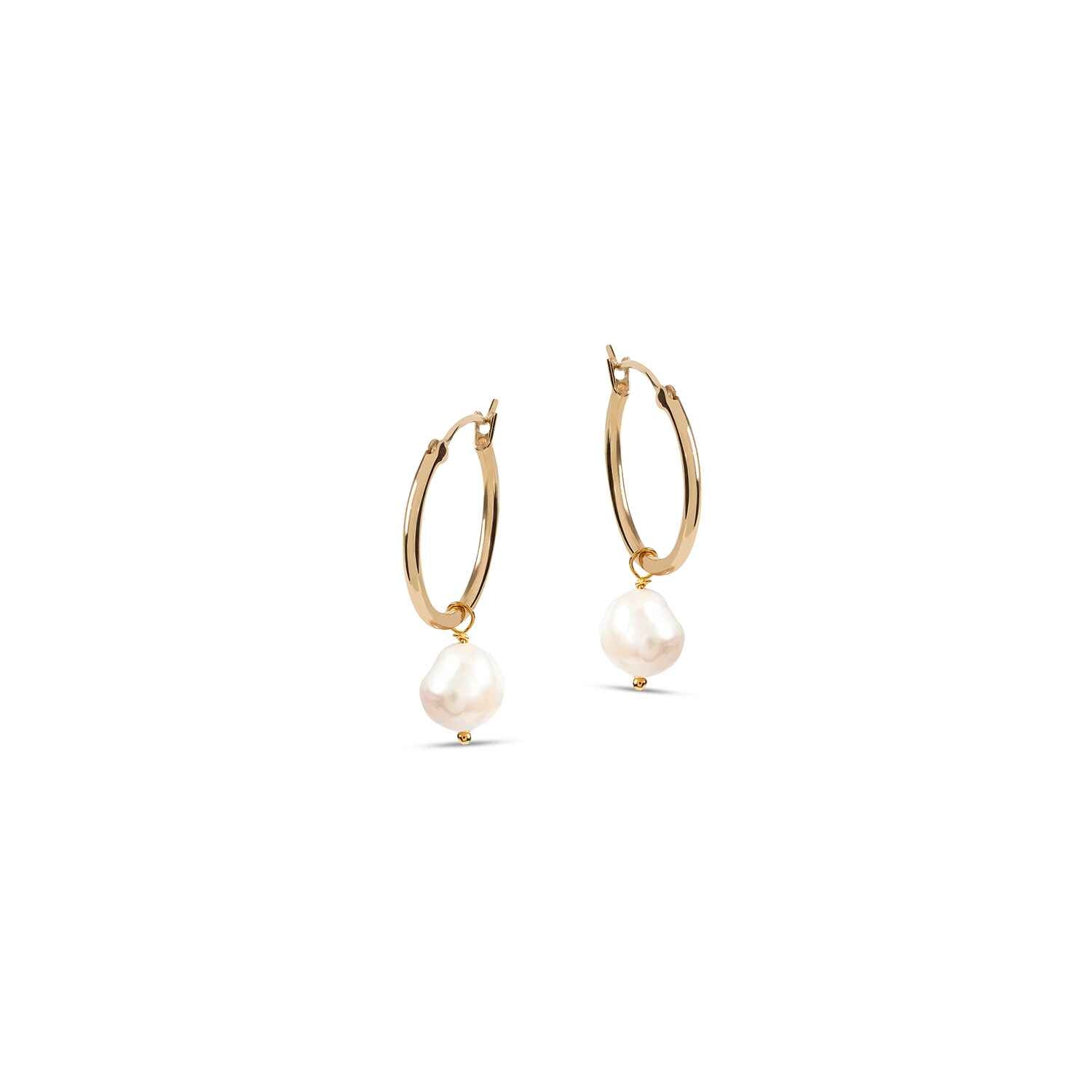 Venus Gold Hoop Earrings With White Pearl Charm | Size: Small Refurbished - Amadeus (This could refer to multiple things, such as the 1 refurbished available on Cerqular