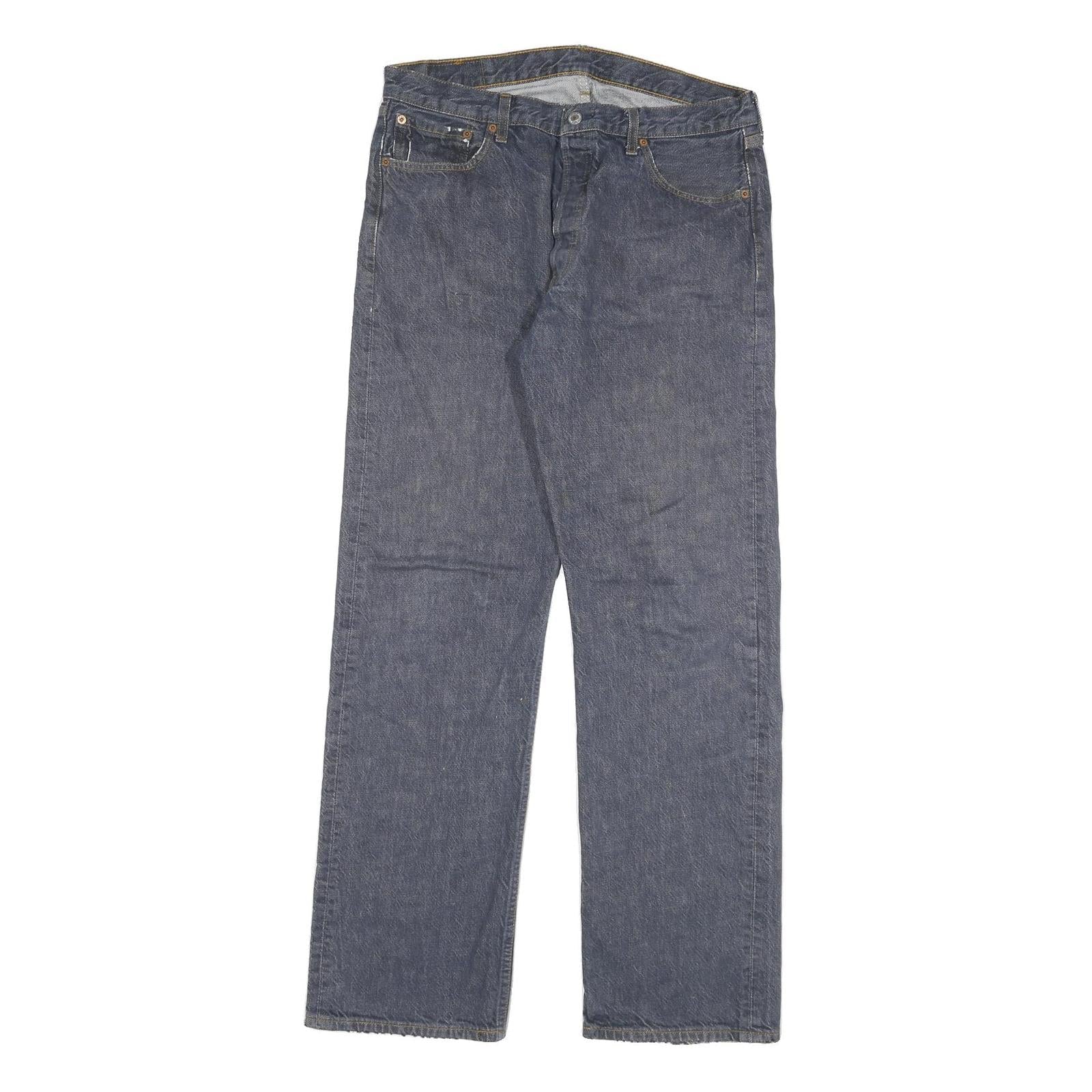 LEVI'S 501 Mens Jeans Blue Regular Straight Denim Medium W36 L34 Button Closure Refurbished - N/A refurbished available on Cerqular