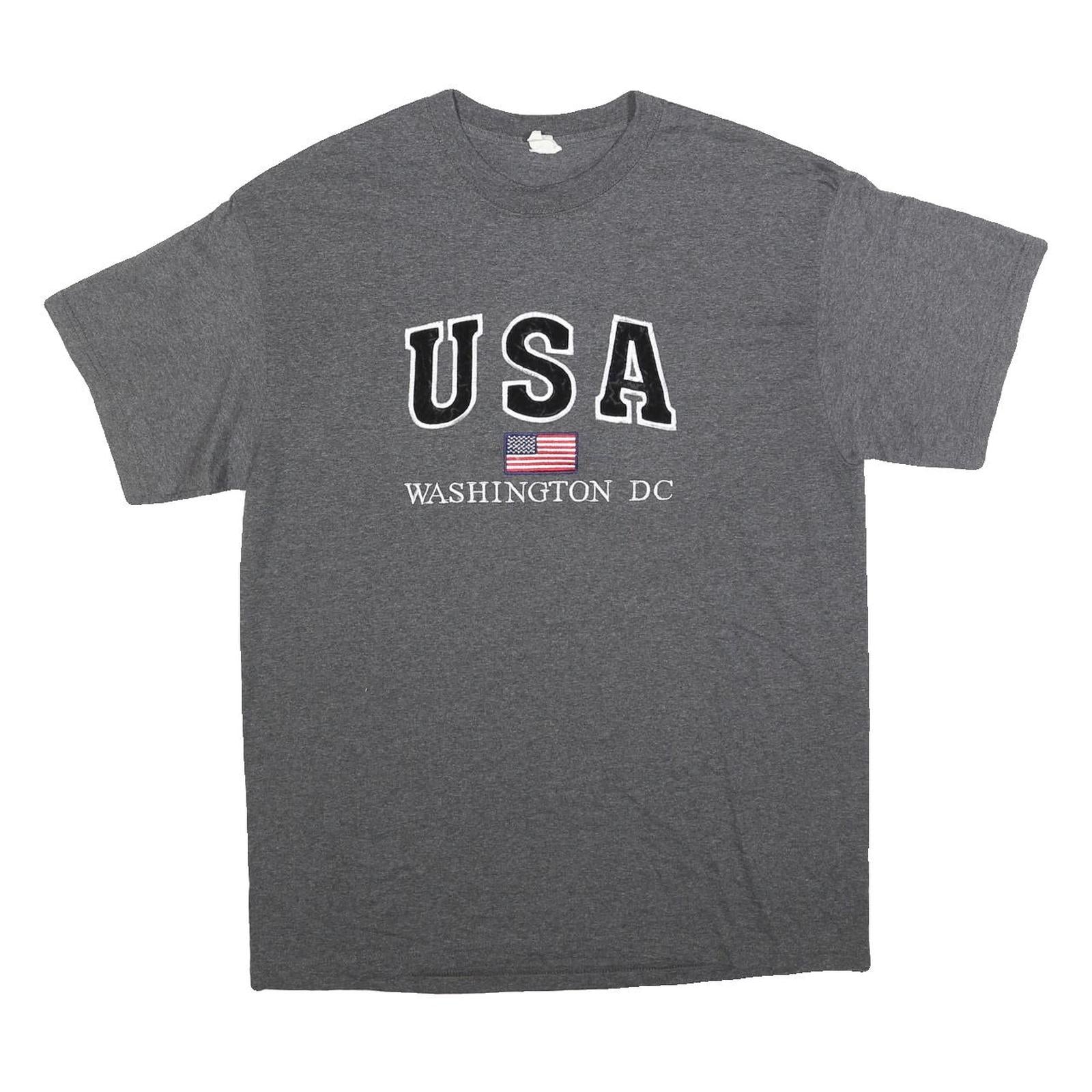 Mens Grey USA Washington DC Graphic T-Shirt L Short Sleeve Crew Neck Casual Refurbished - N/A refurbished available on Cerqular