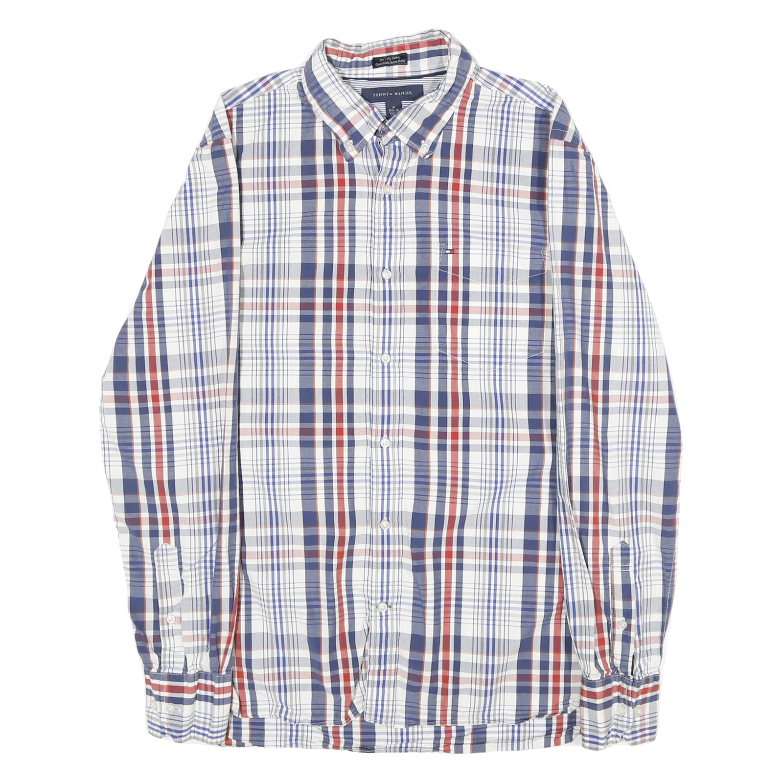 TOMMY HILFIGER Mens Blue & Red Check Shirt M Button-Down Collar Long Sleeve Refurbished - N/A refurbished available on Cerqular