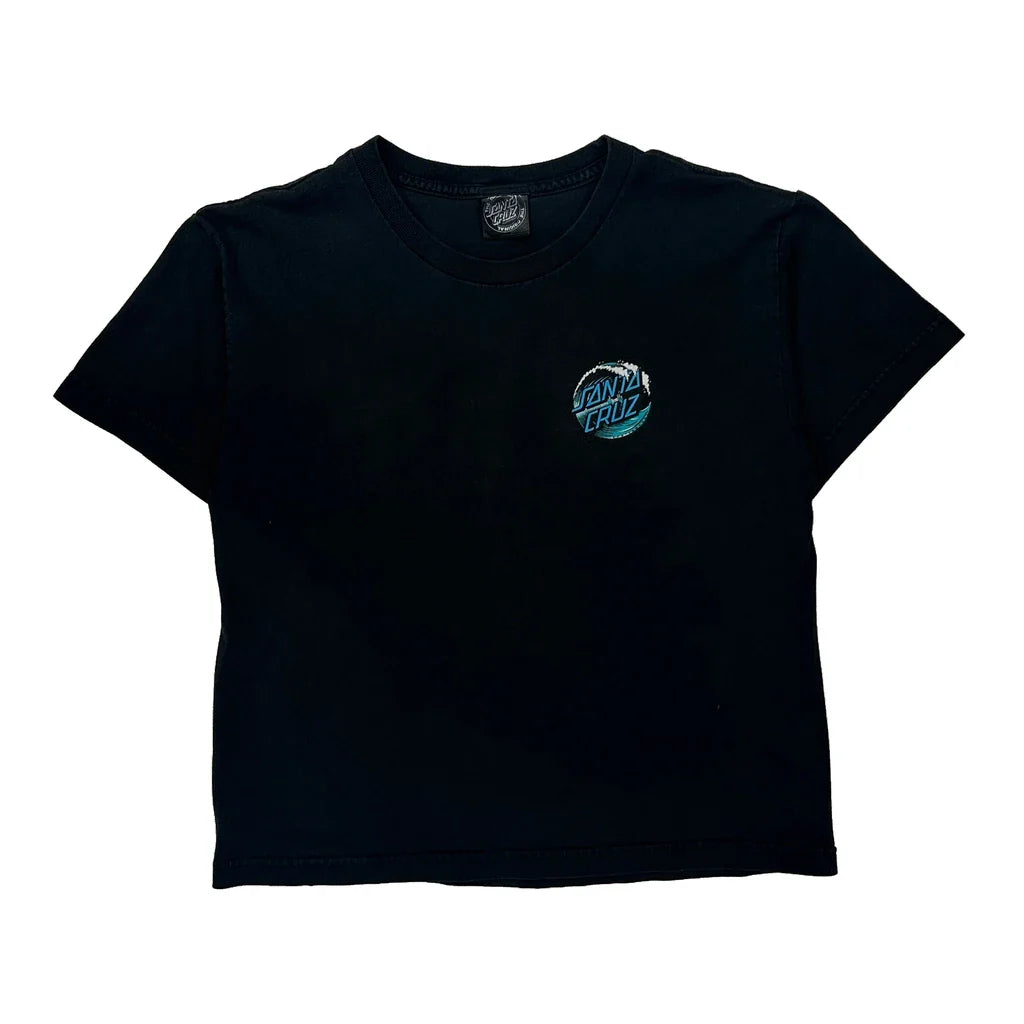 Santa Cruz T-Shirt - Medium Black Cotton Refurbished - Thrifted (note: this is a term often used to describe second- refurbished available on Cerqular
