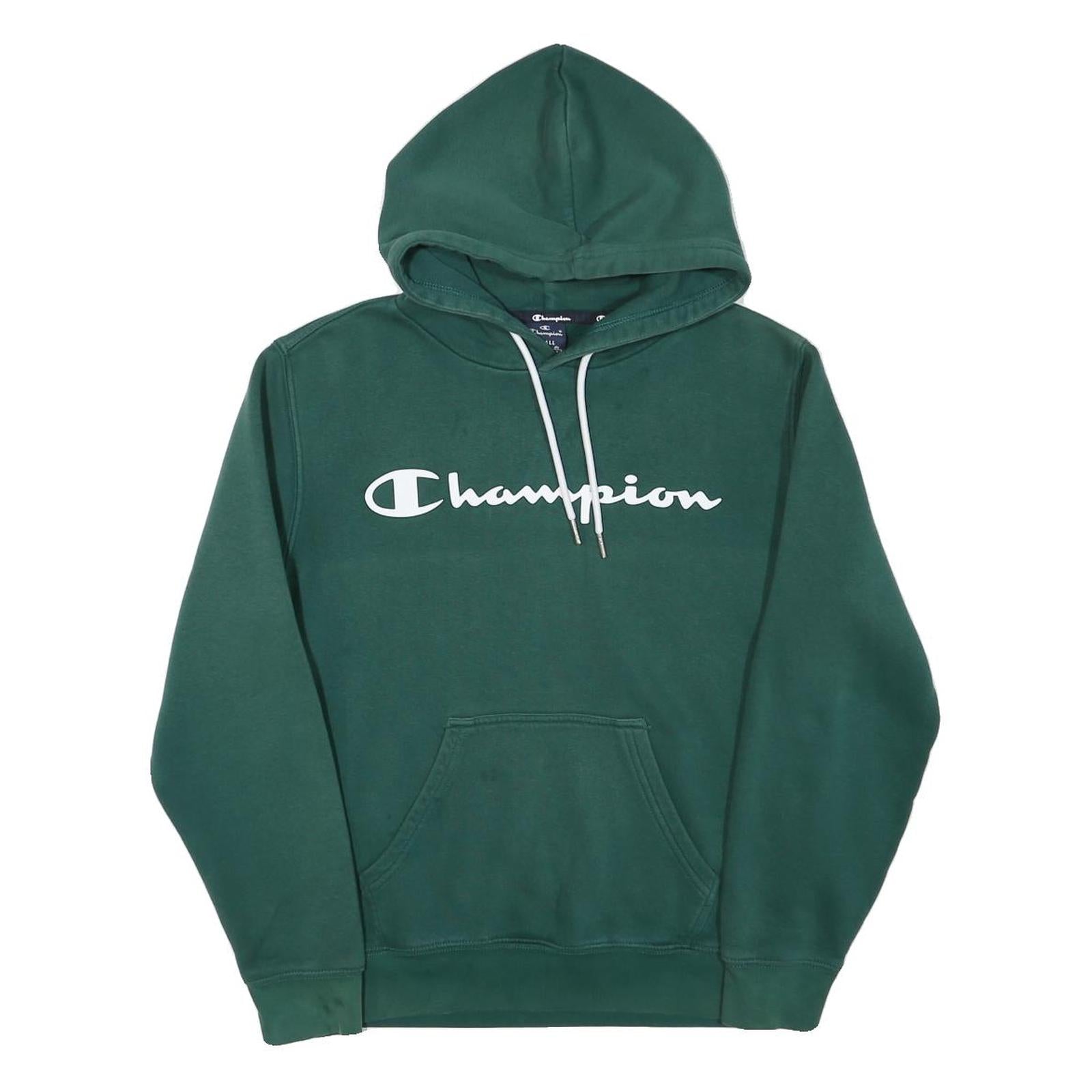 CHAMPION Mens Green Hoodie S Cotton Blend Pullover Logo Hooded Sweatshirt Refurbished - N/A refurbished available on Cerqular