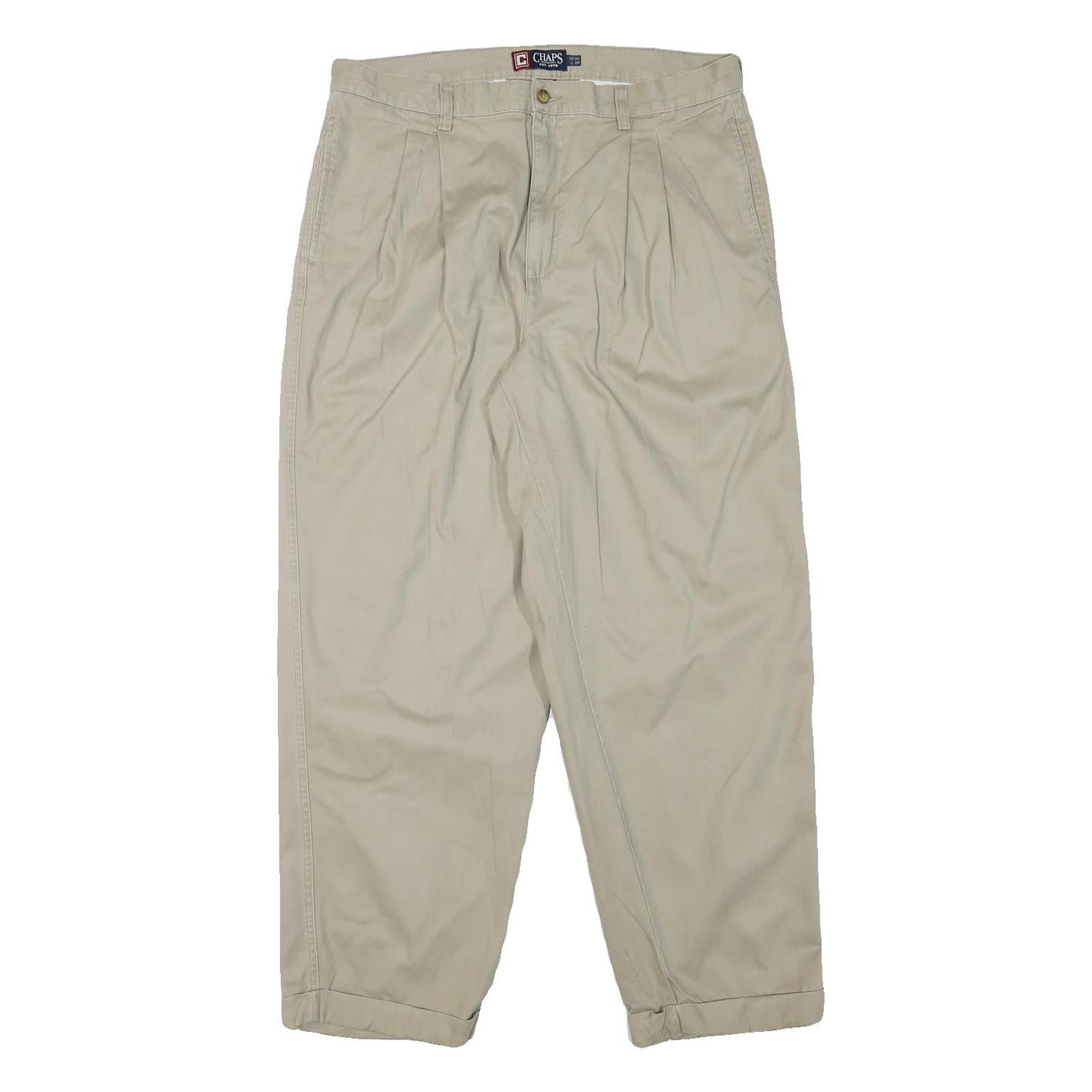 CHAPS Mens Cotton Blend Beige Relaxed Straight Trousers W34 L29 Casual Classic Refurbished - N/A refurbished available on Cerqular