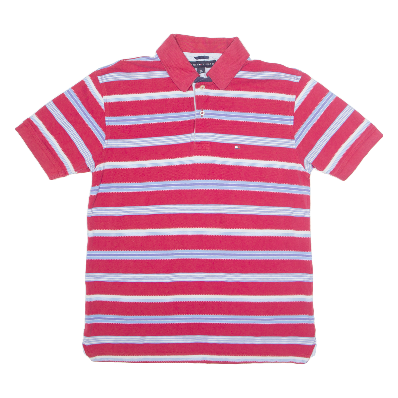 TOMMY HILFIGER Mens Polo Shirt Red Striped M Refurbished - N/A refurbished available on Cerqular